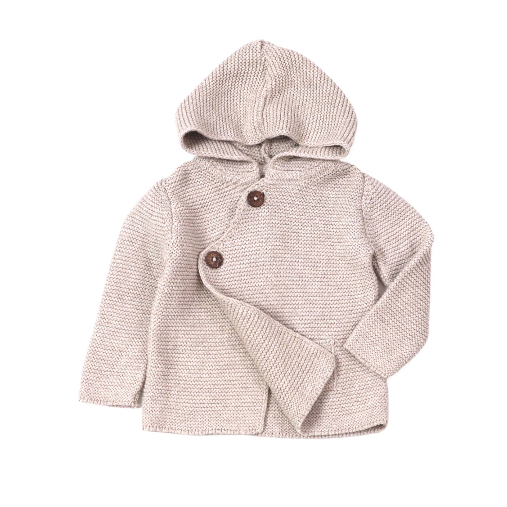 Milan Earthy Hooded Button Sweater Knit Baby Jacket (Organic Cotton) - 2 Colors