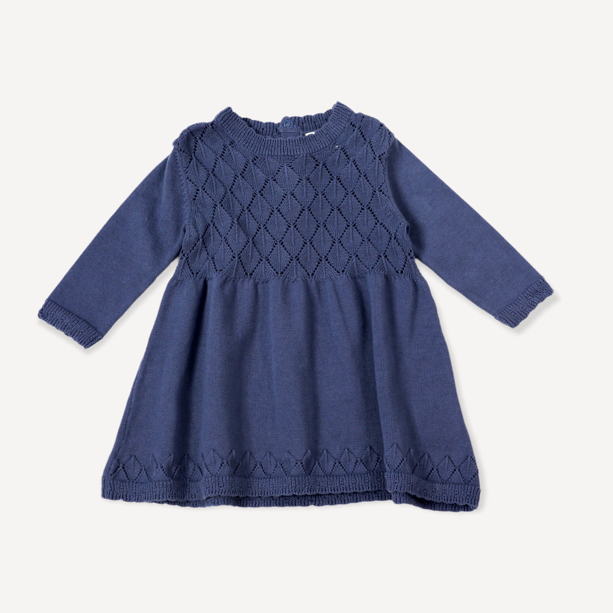 Milan Earthy Baby Pointelle Sweater Knit Dress (Organic Cotton) - 2 Colors