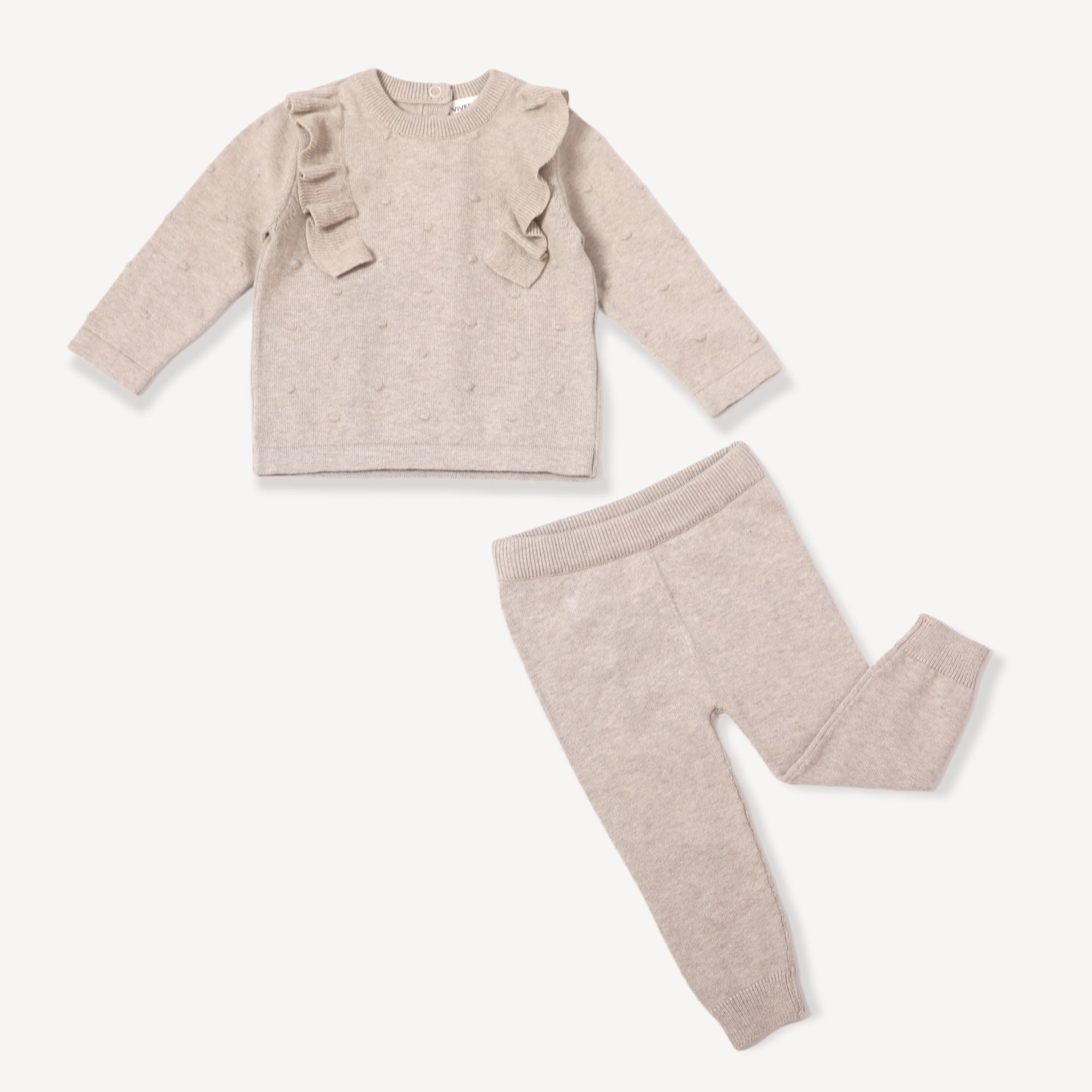 Milan Earthy Ruffle Bobble Baby Pullover Top (Organic Cotton) - 2 Colors