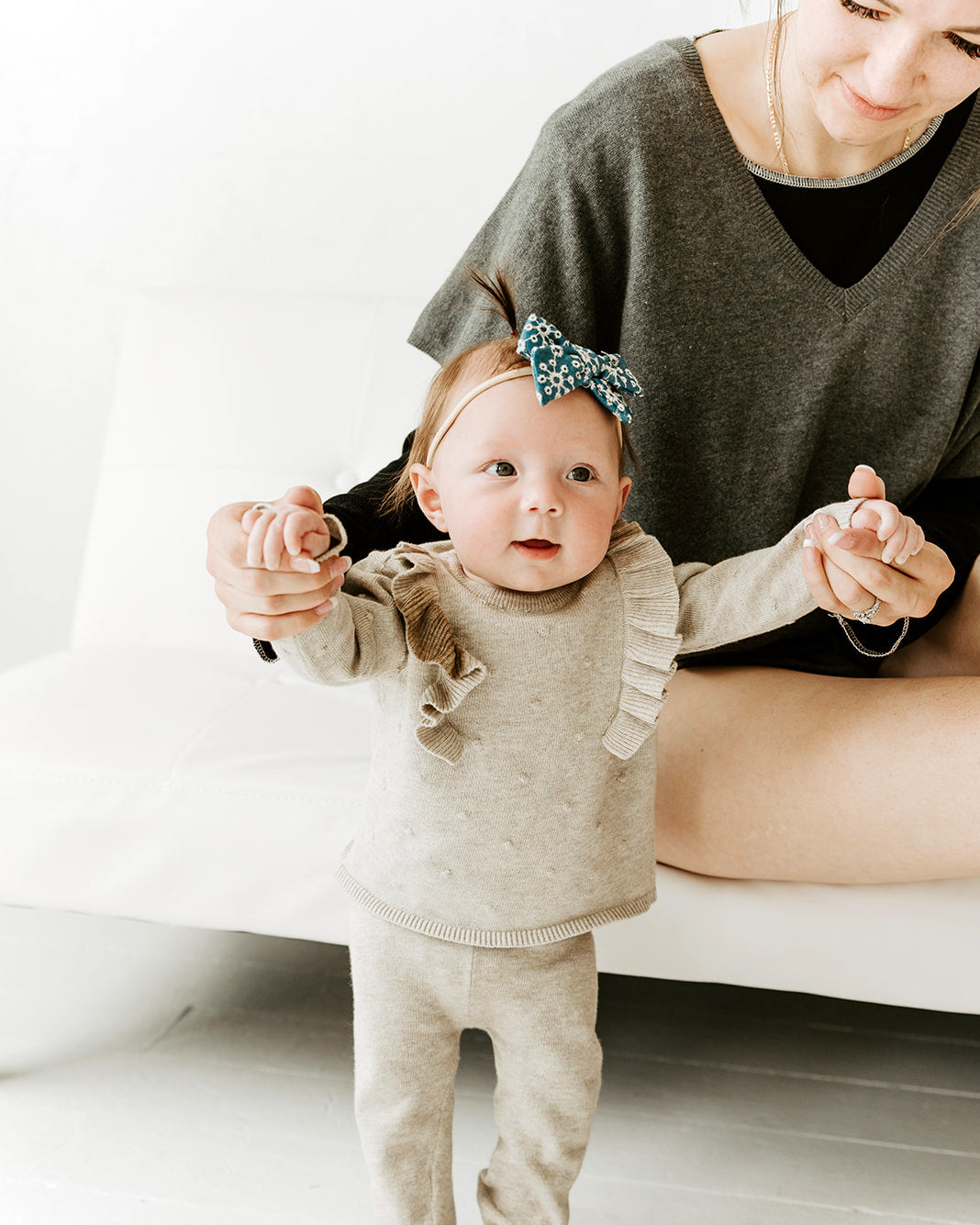 Milan Earthy Ruffle Bobble Baby Pullover Top (Organic Cotton) - 2 Colors