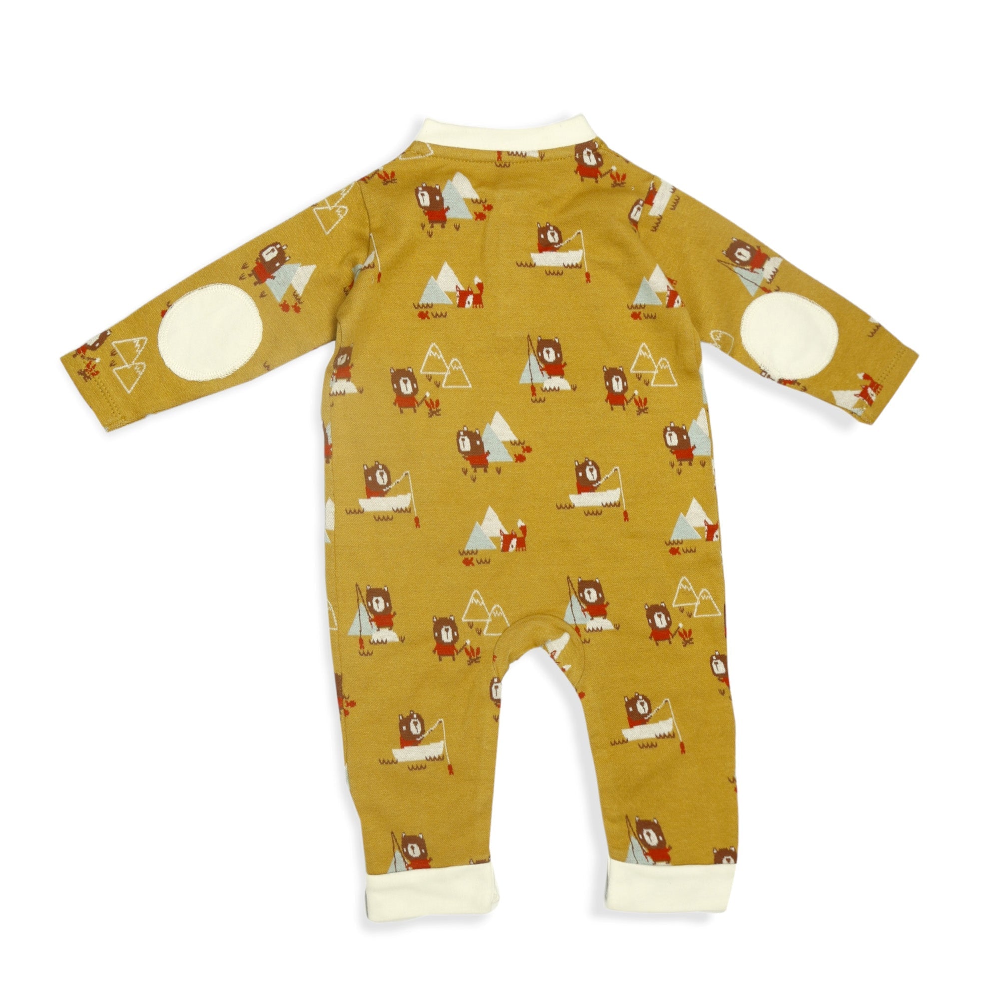 Camping Bear & Fox Kangaroo Jacquard Baby Jumpsuit (Organic)