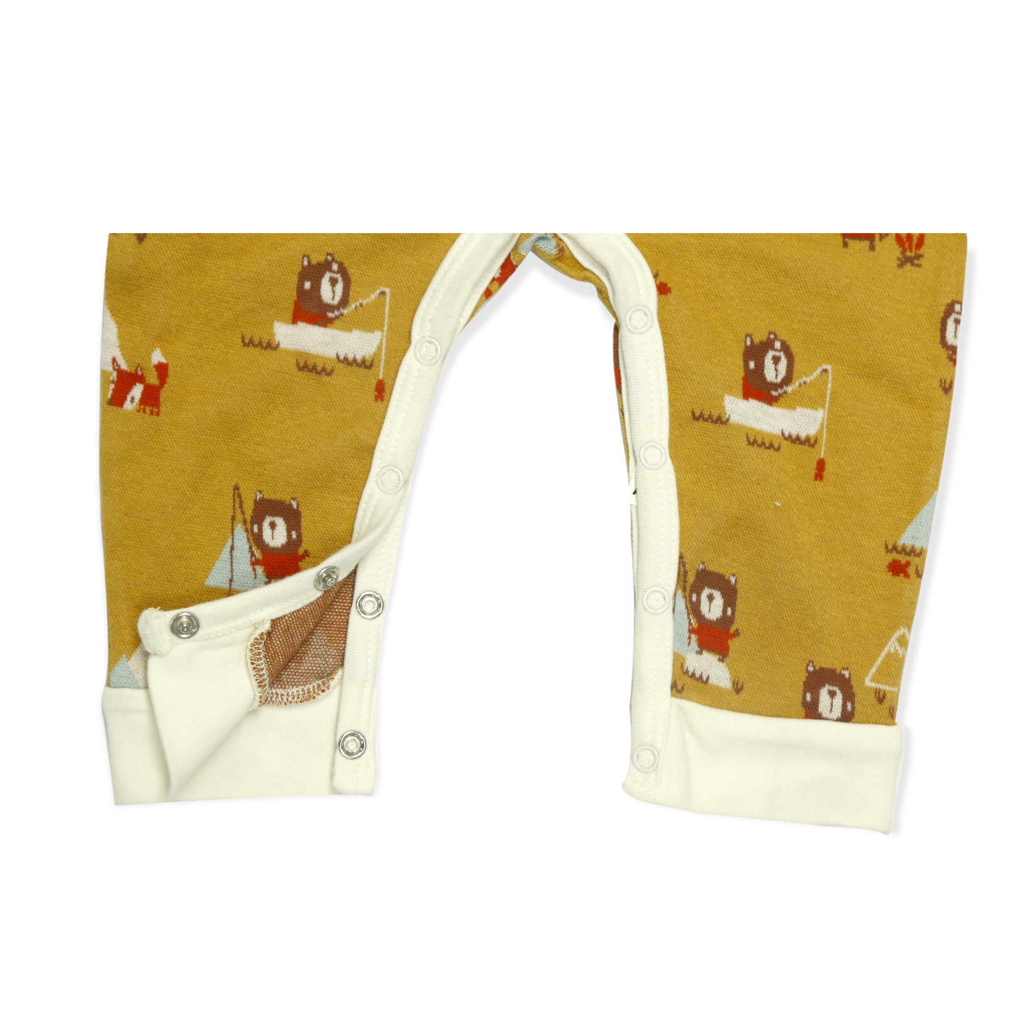 Camping Bear & Fox Kangaroo Jacquard Baby Jumpsuit (Organic)