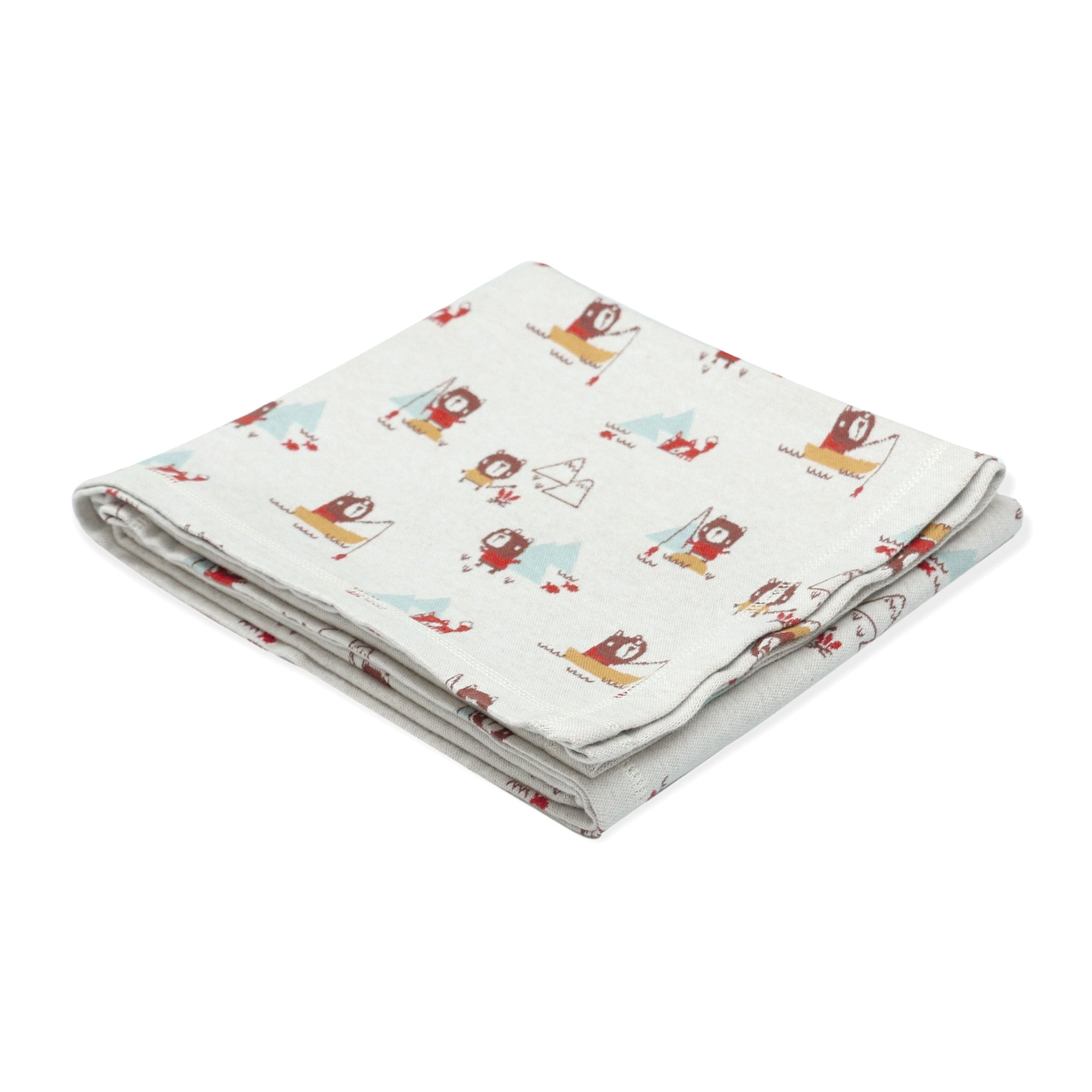 Camping Bear & Fox Jacquard Knit Baby Blanket (Organic Cotton)