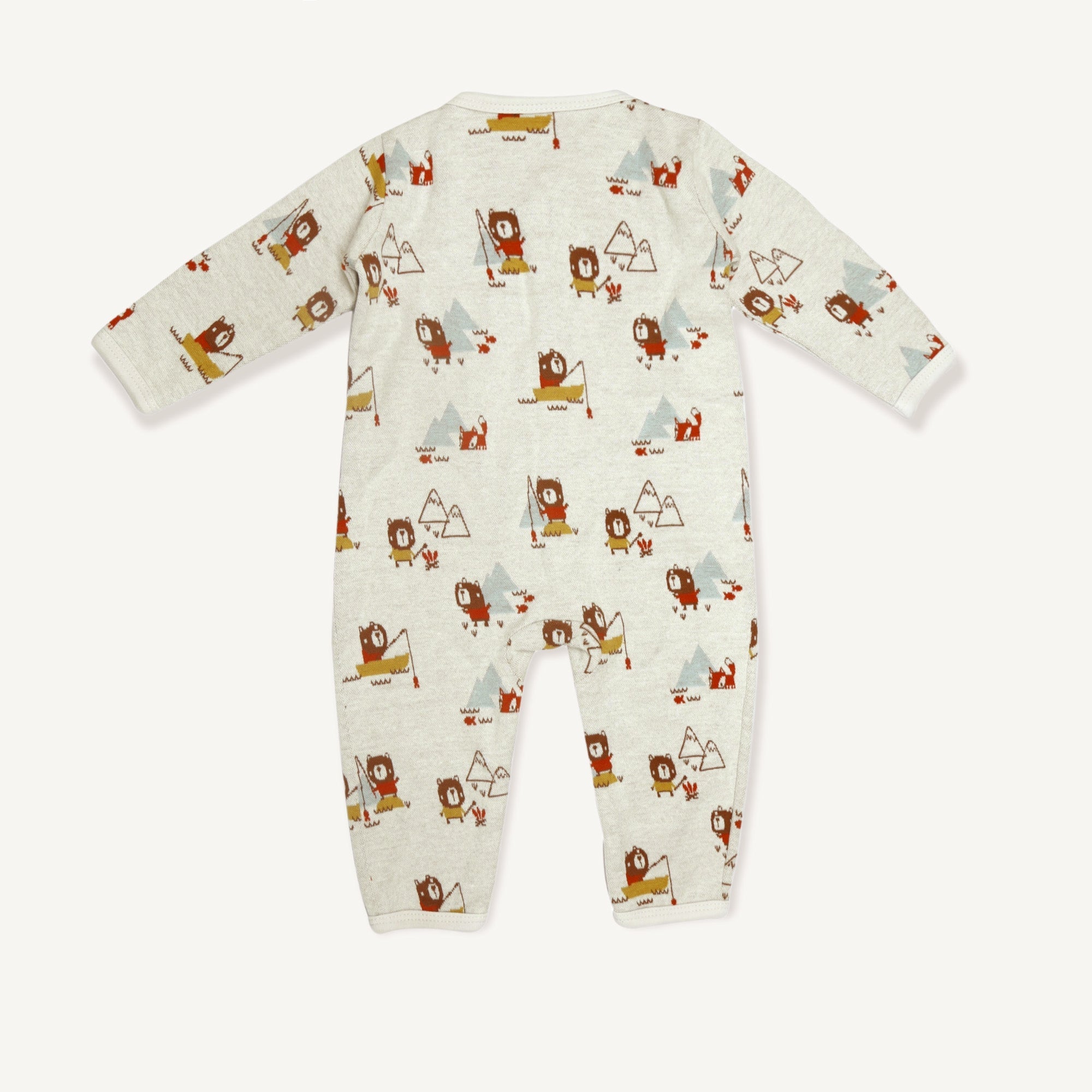 Camping Bear Classic Button Jacquard Baby Jumpsuit (Organic Cotton)