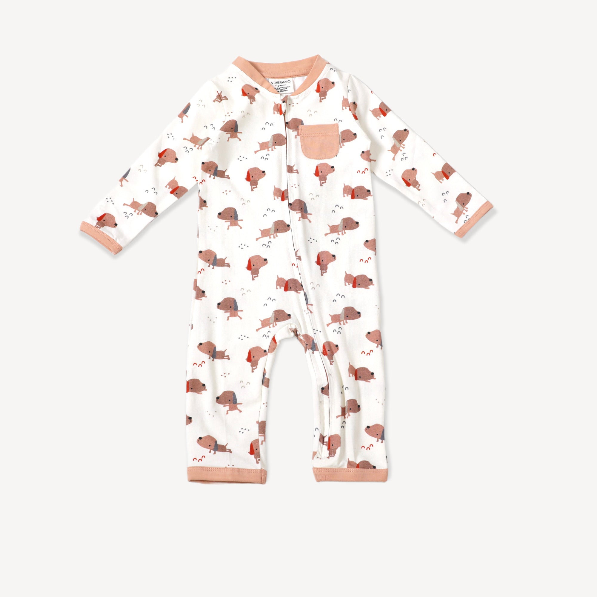 Yoga Dog Pocket & Zipper Baby Jumpsuit (Organic Cotton)
