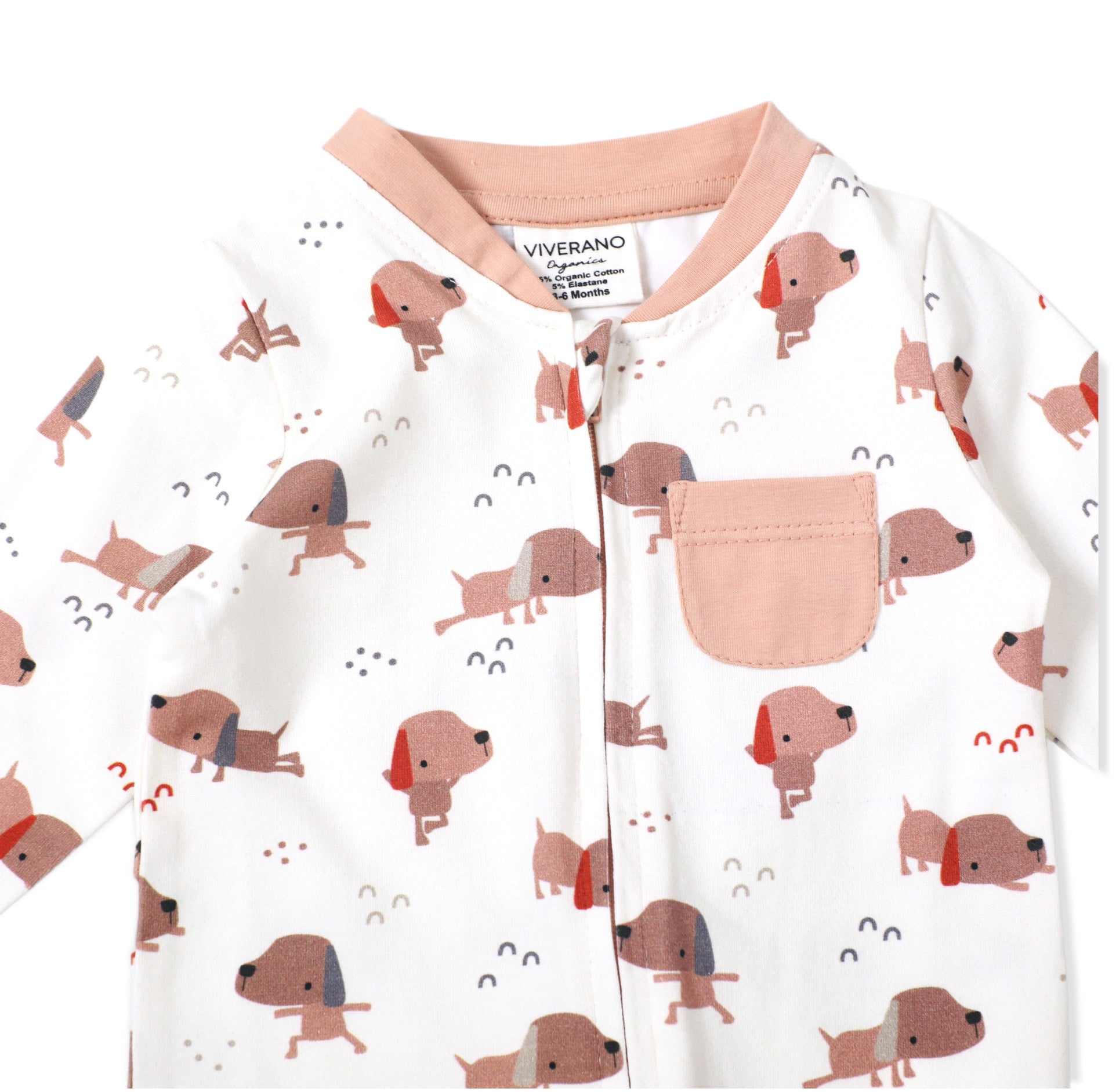 Yoga Dog Pocket & Zipper Baby Jumpsuit (Organic Cotton)
