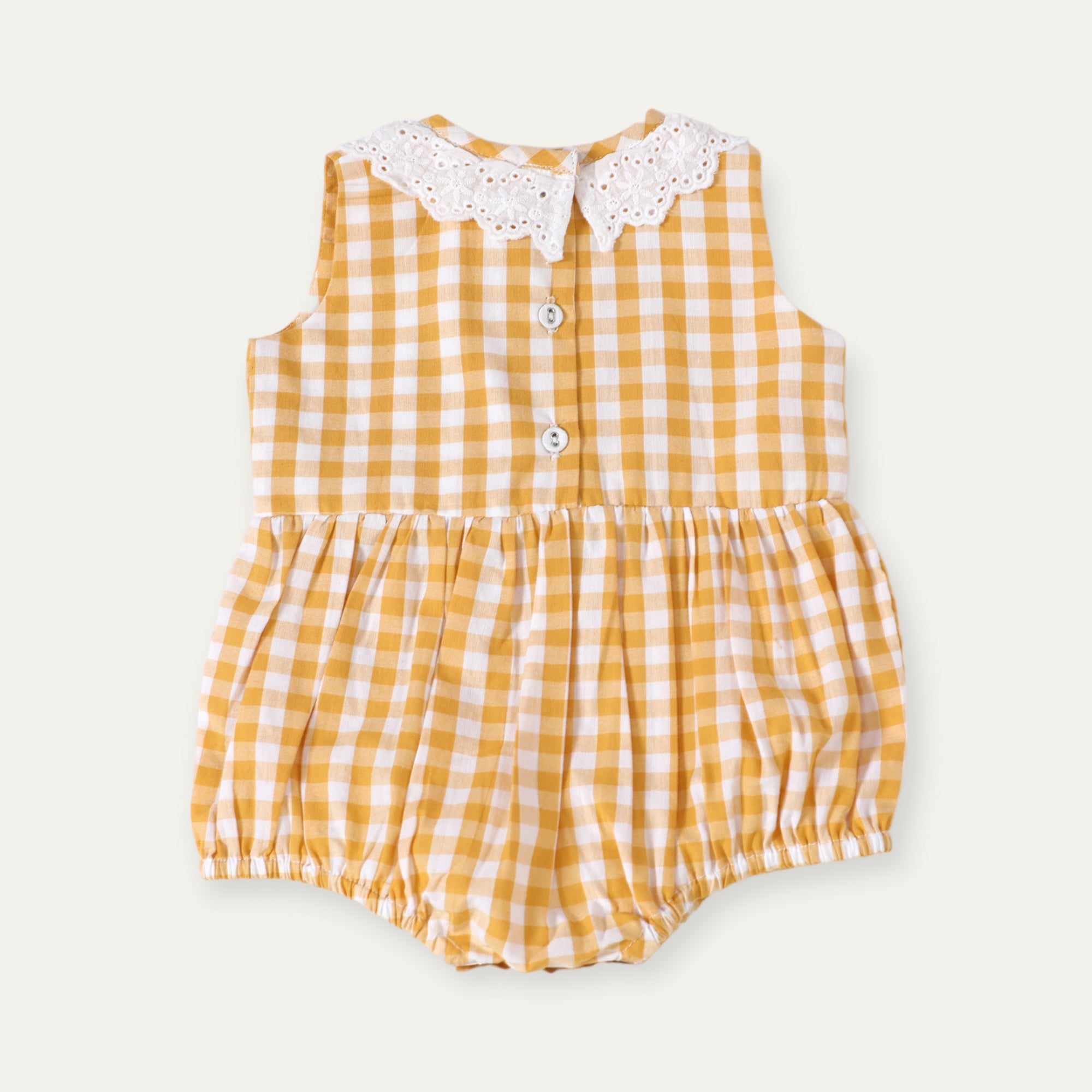 Lilou Gingham Eyelet Baby Romper (Organic Cotton)