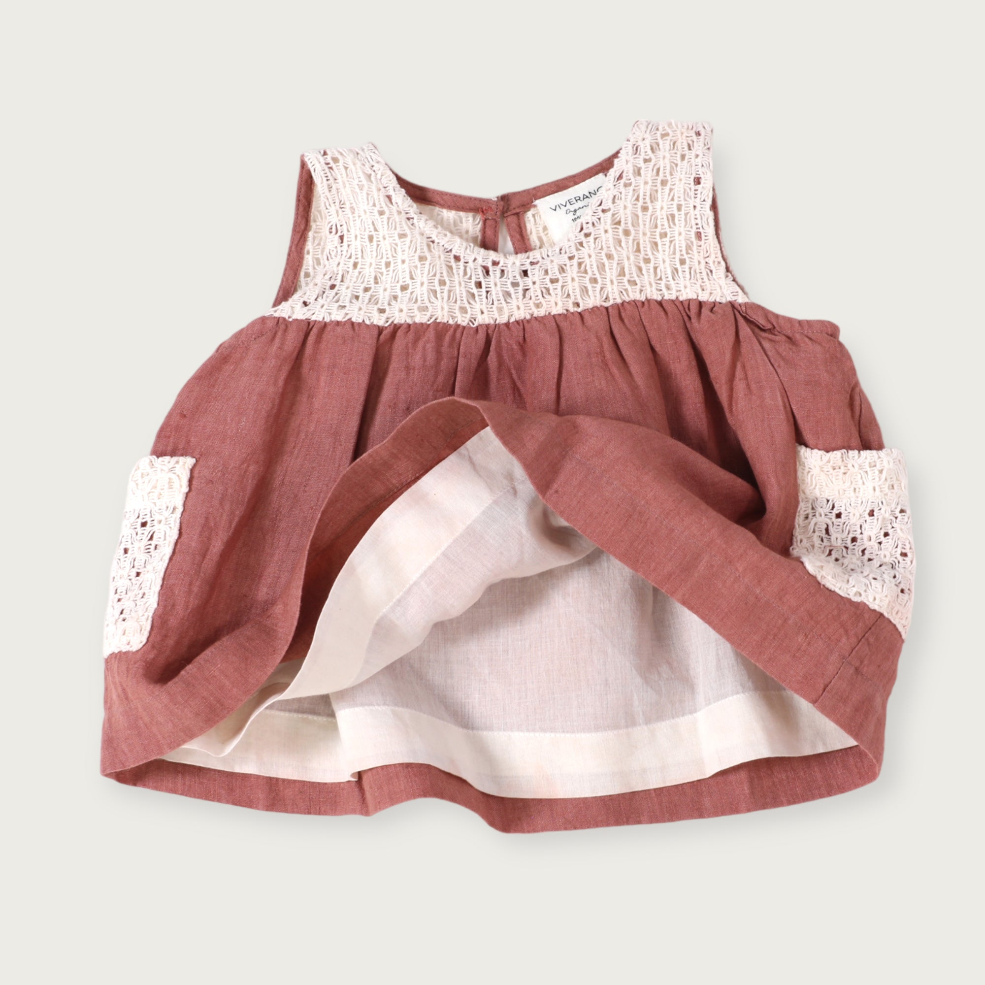 Mirabelle Linen Crochet Baby Dress + Bloomer (Natural Linen)