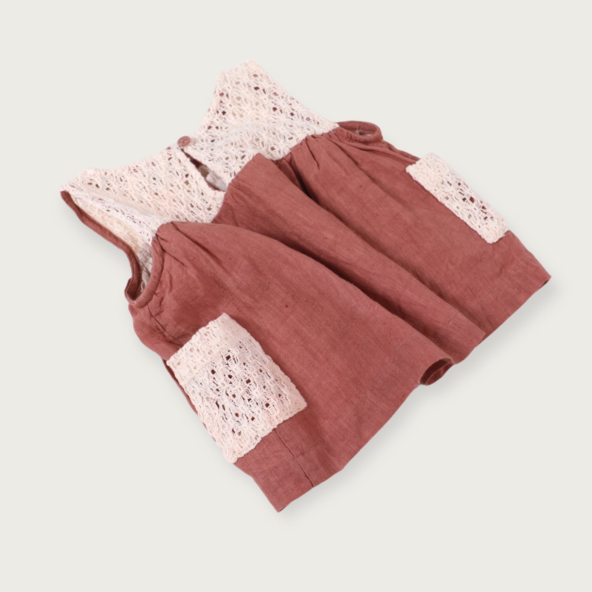 Mirabelle Linen Crochet Baby Dress + Bloomer (Natural Linen)