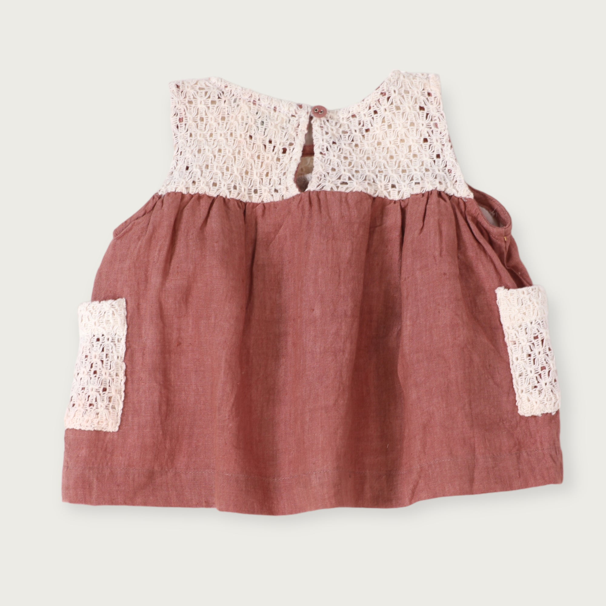 Mirabelle Linen Crochet Baby Dress + Bloomer (Natural Linen)