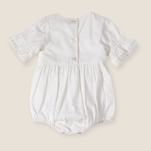 Alice White Schiffli Embroidered Lace White Romper (Organic Cotton)