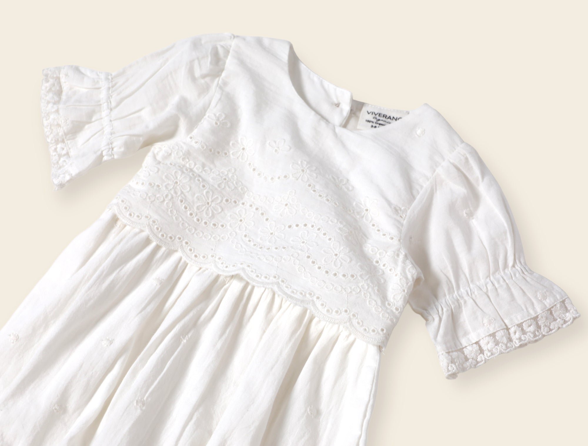 Alice White Schiffli Embroidered Lace White Romper (Organic Cotton)