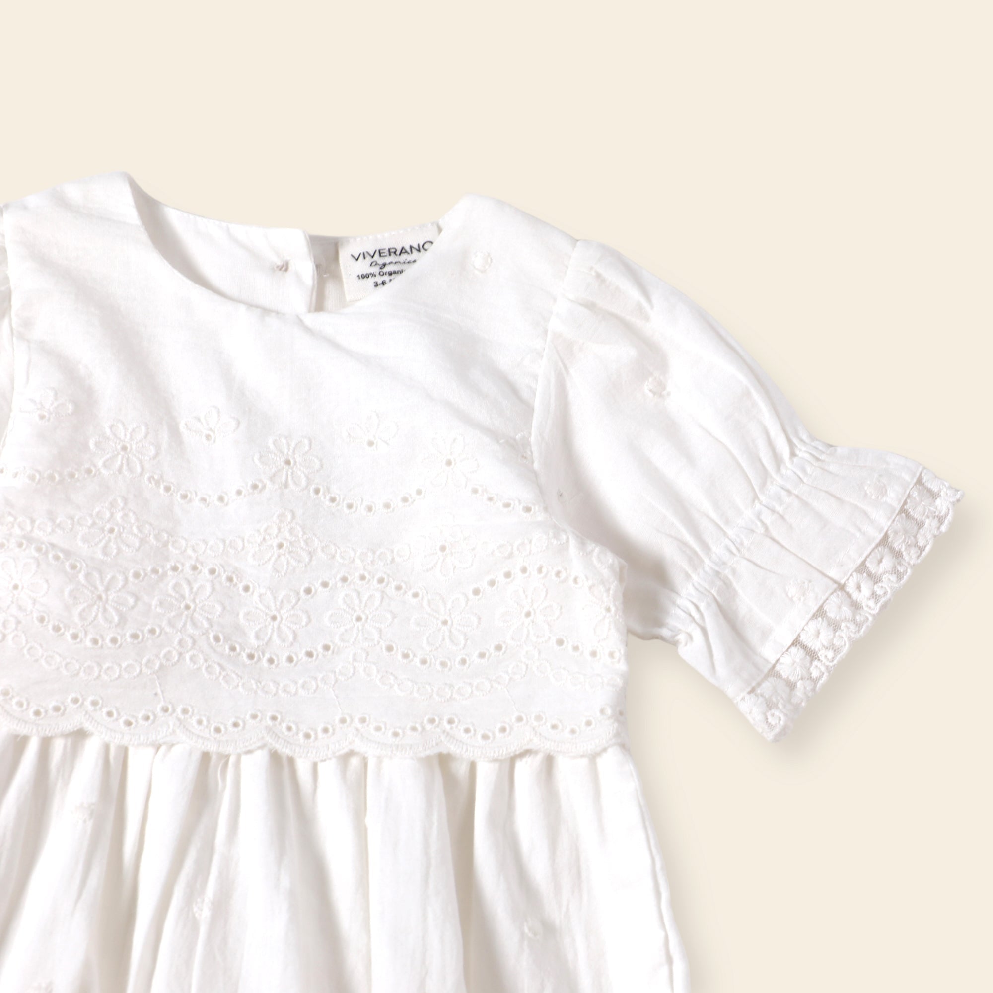 Alice White Schiffli Embroidered Lace White Romper (Organic Cotton)