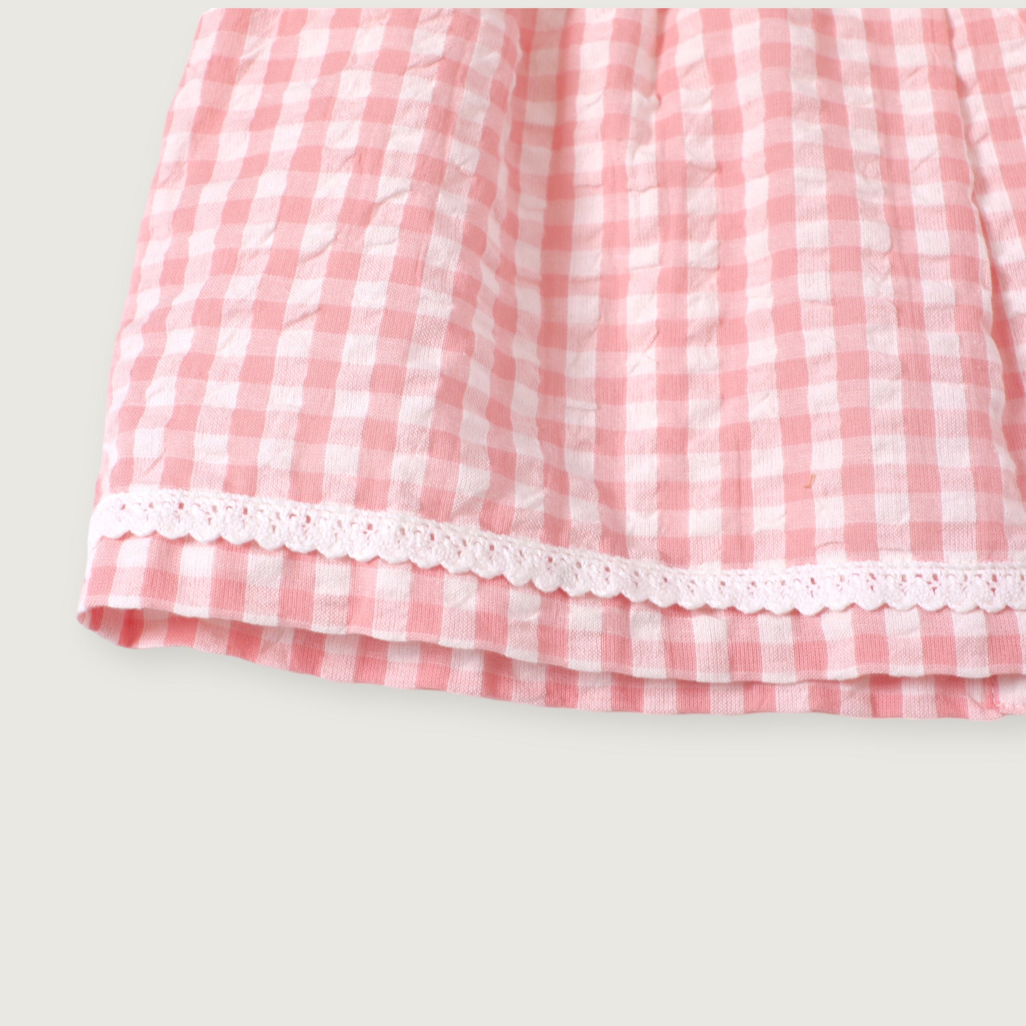 Sophie Seersucker Gingham Baby Dress + Bloomer (Organic Cotton)