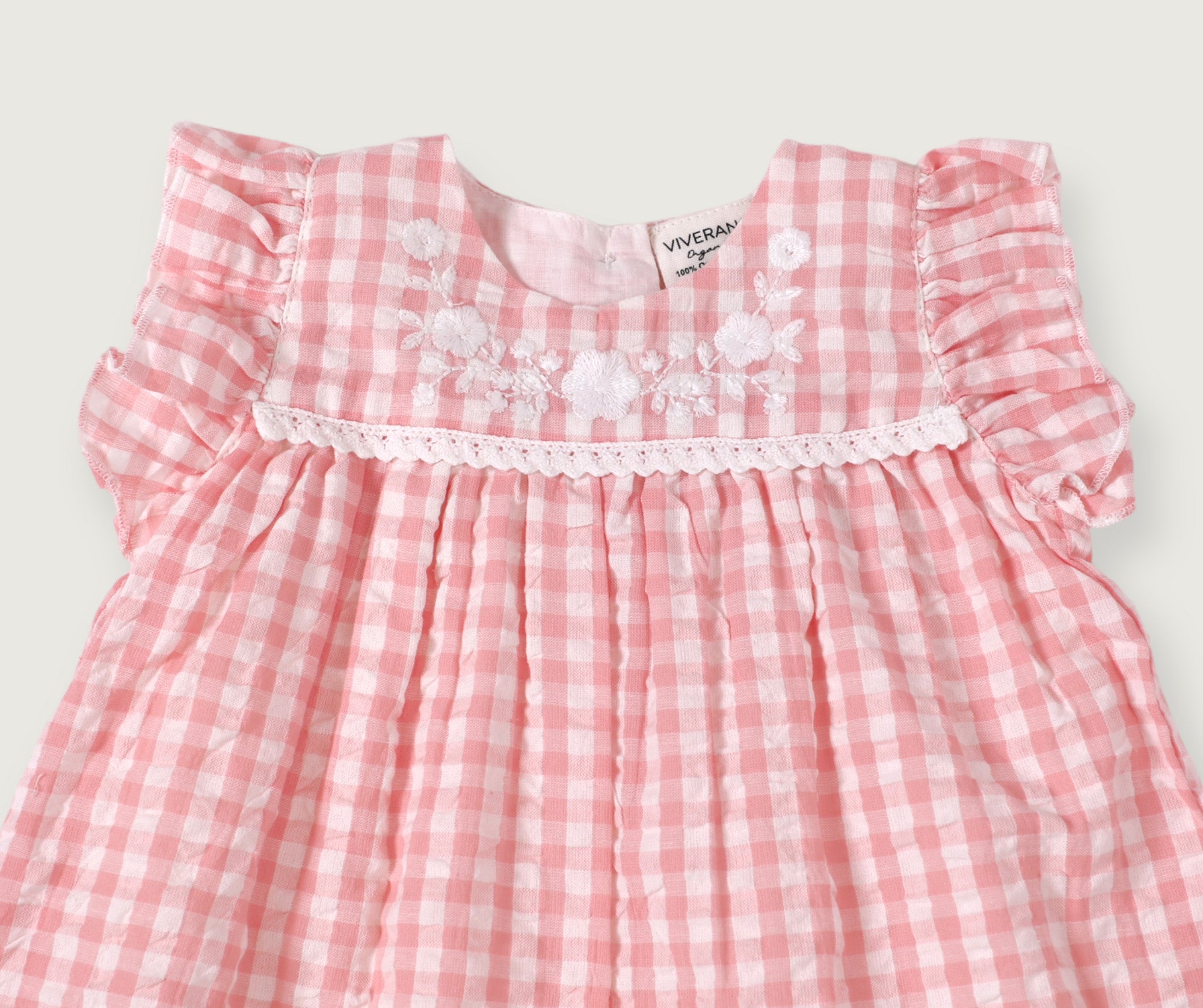 Sophie Seersucker Gingham Baby Dress + Bloomer (Organic Cotton)