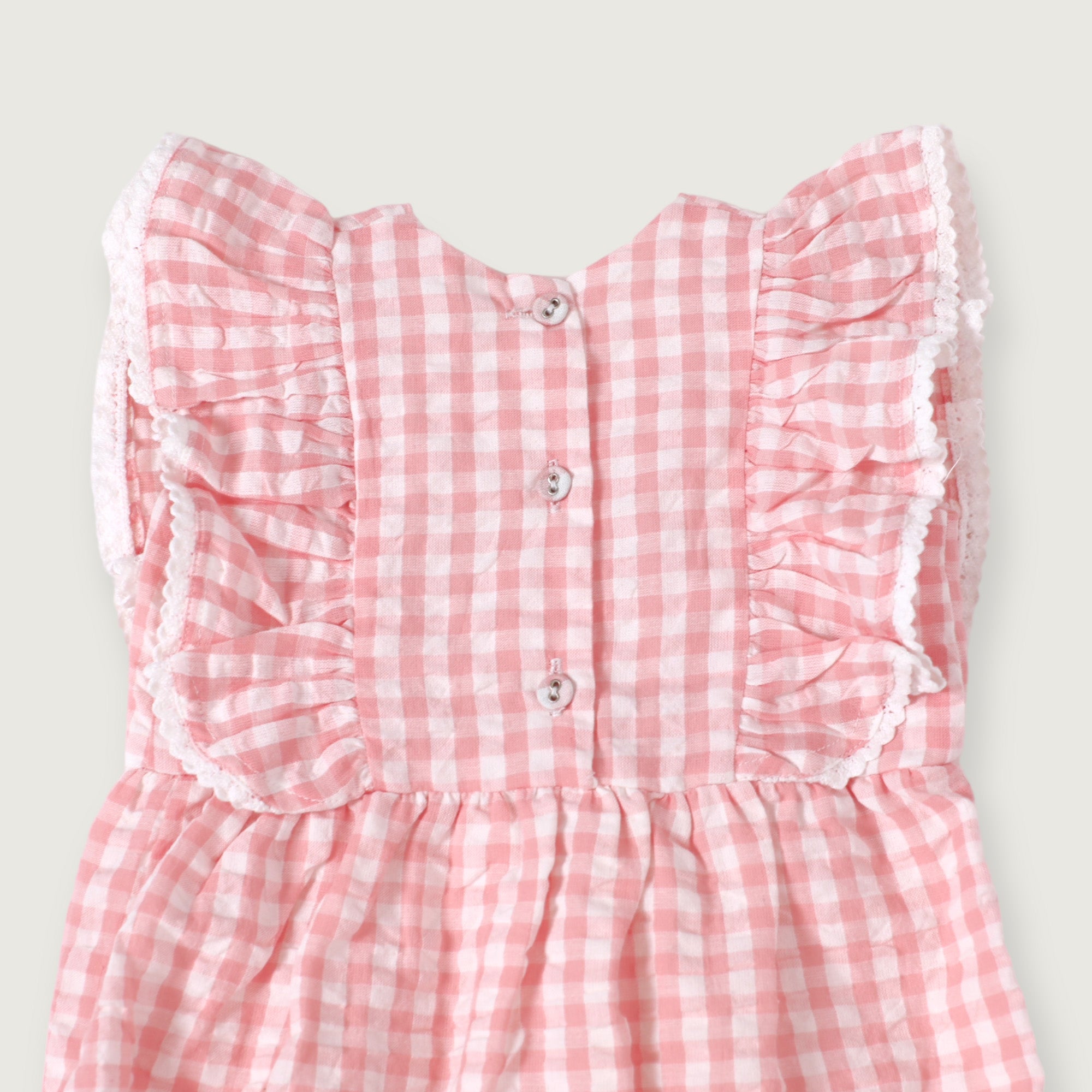 Nina Seersucker Gingham Baby Bubble Romper (Organic Cotton)