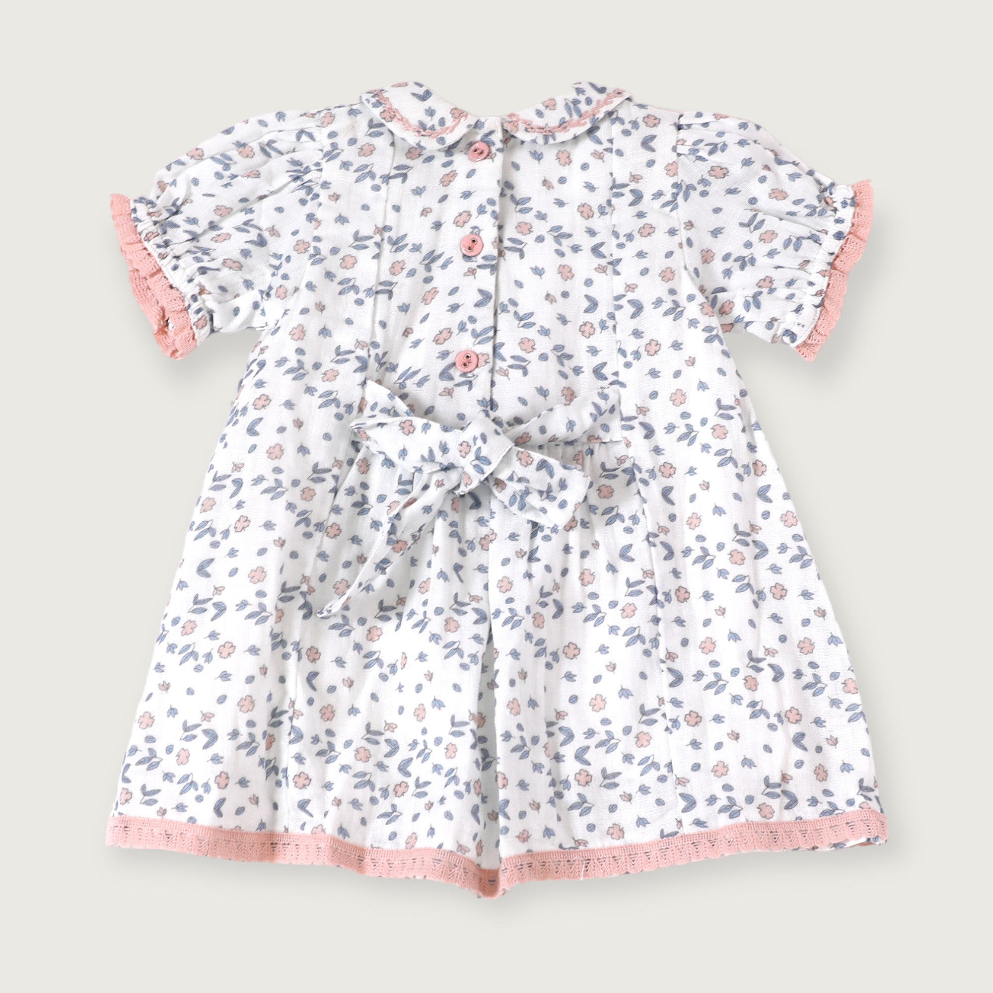 Charlotte Floral Hand-Smocked Baby Dress + Bloomer (Organic Muslin)