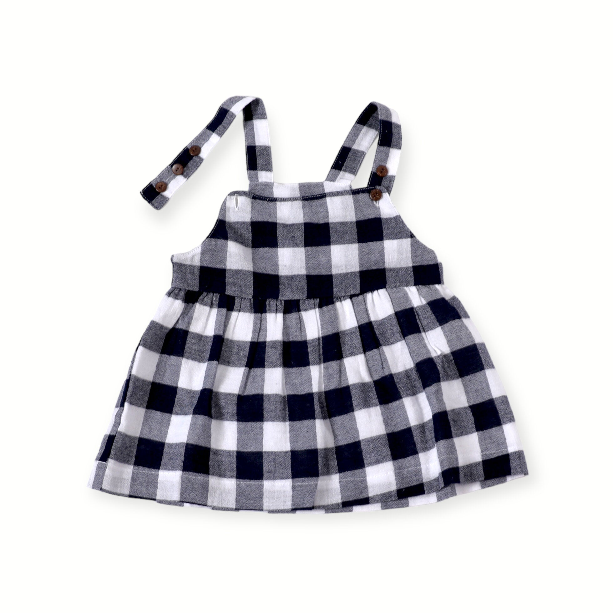 Maria Navy Checker Gingham Dress + Shirt Set (Organic Cotton)