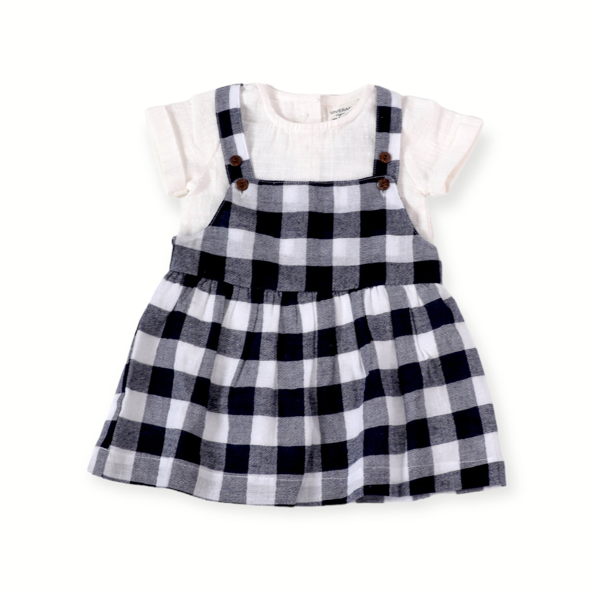 Maria Navy Checker Gingham Dress + Shirt Set (Organic Cotton)