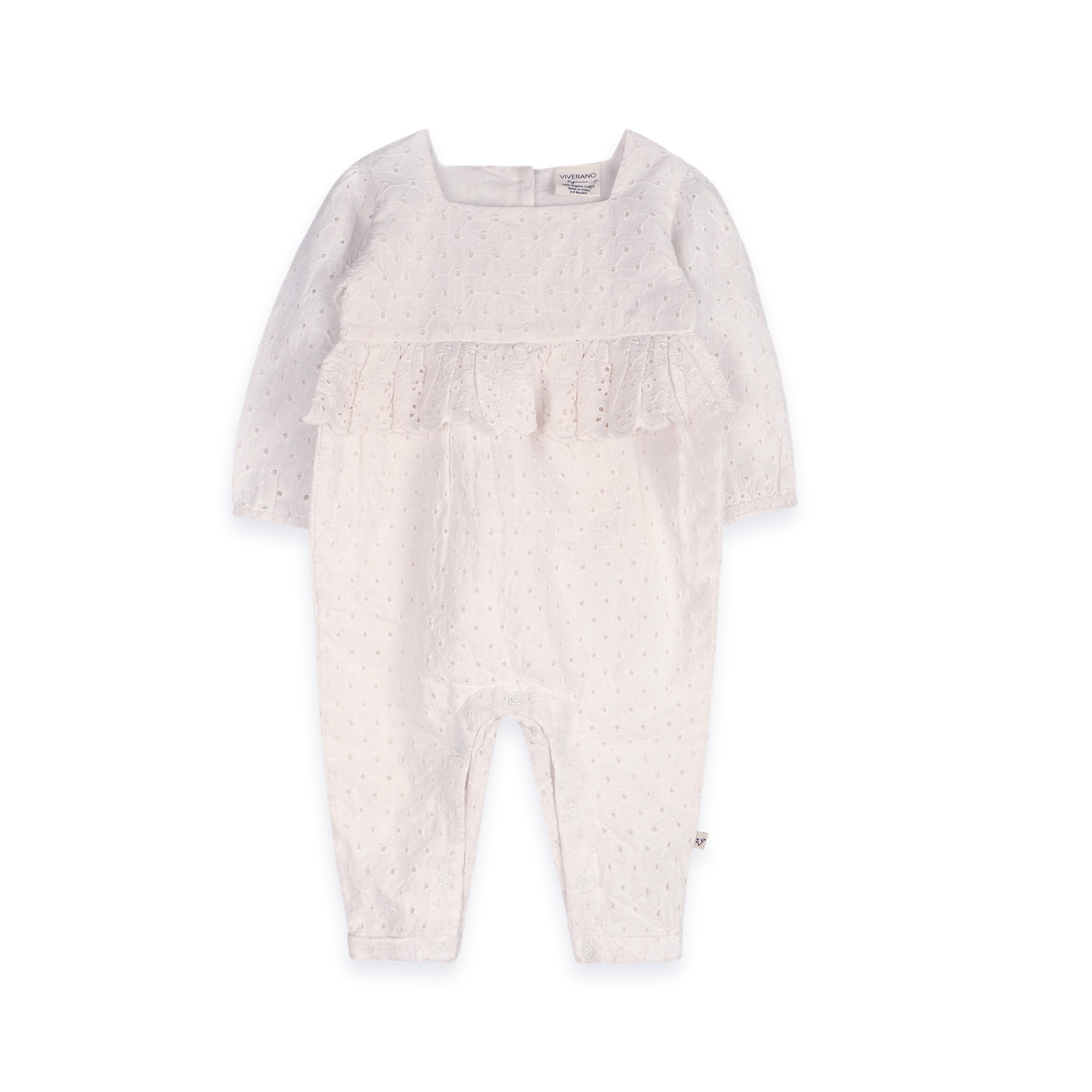 Astrid Schiffli Baby Jumpsuit & Headband Set (Organic Cotton)