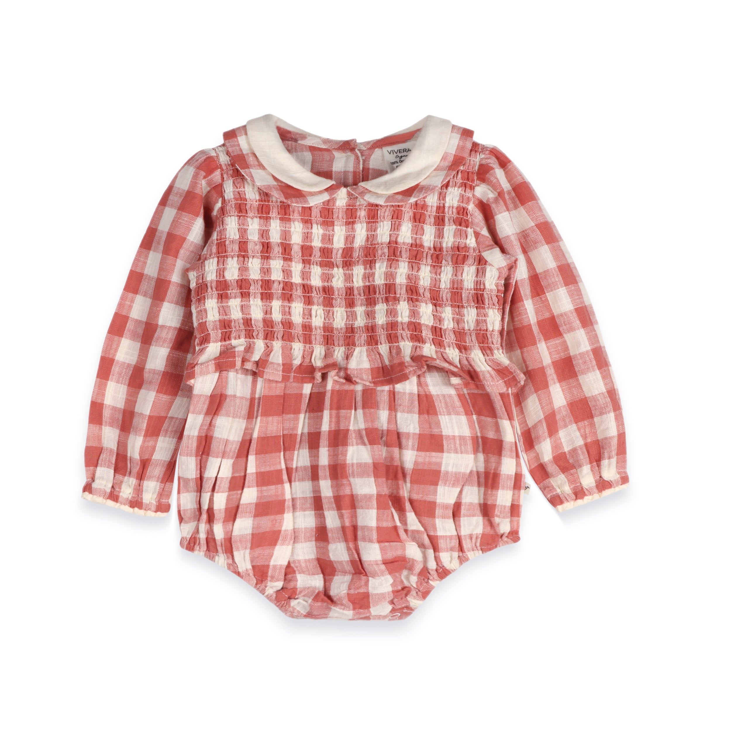 Aubrette Gingham Baby Romper & Headband (Organic Cotton)