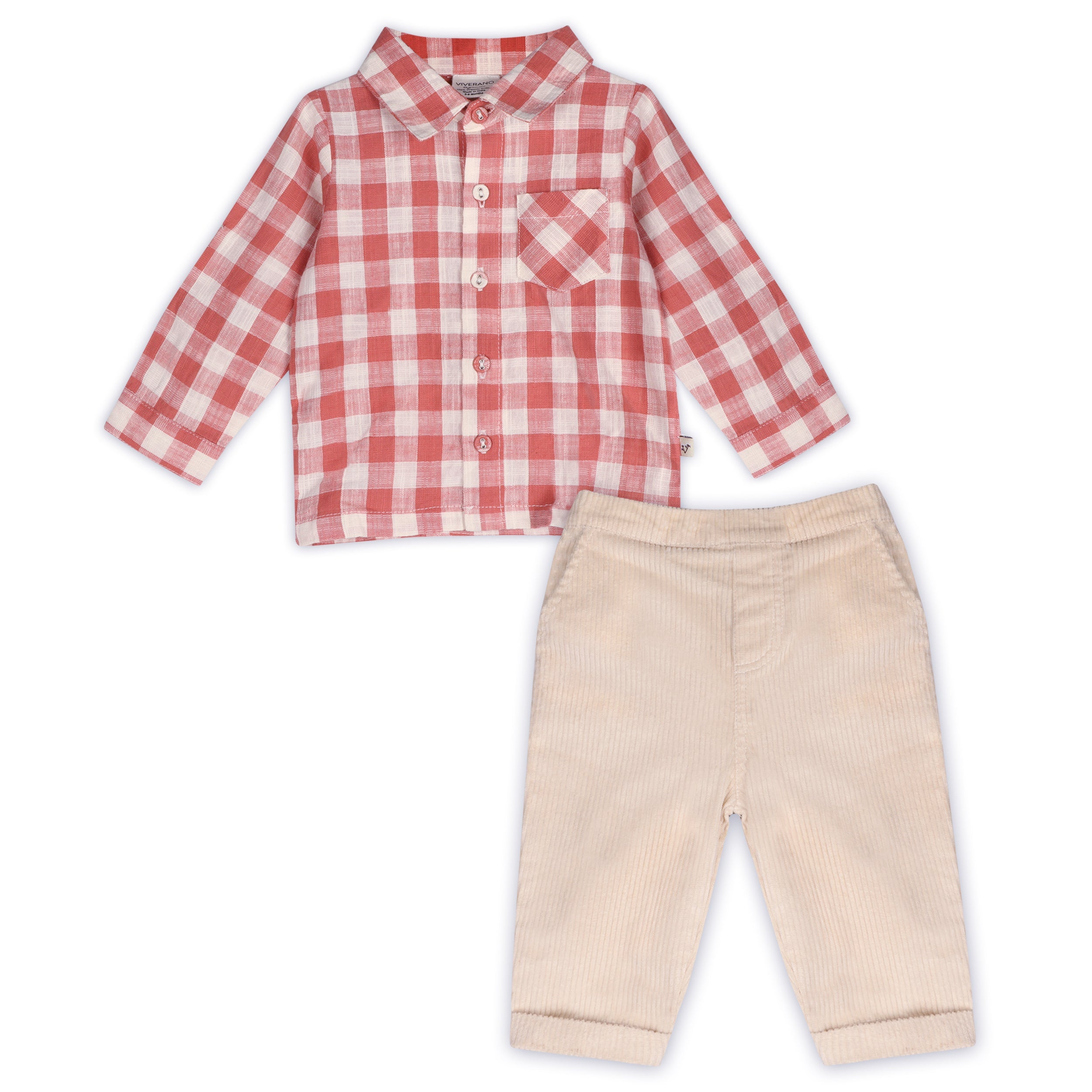 Arden Gingham Baby Shirt & Corduroy Pant (Organic Cotton)