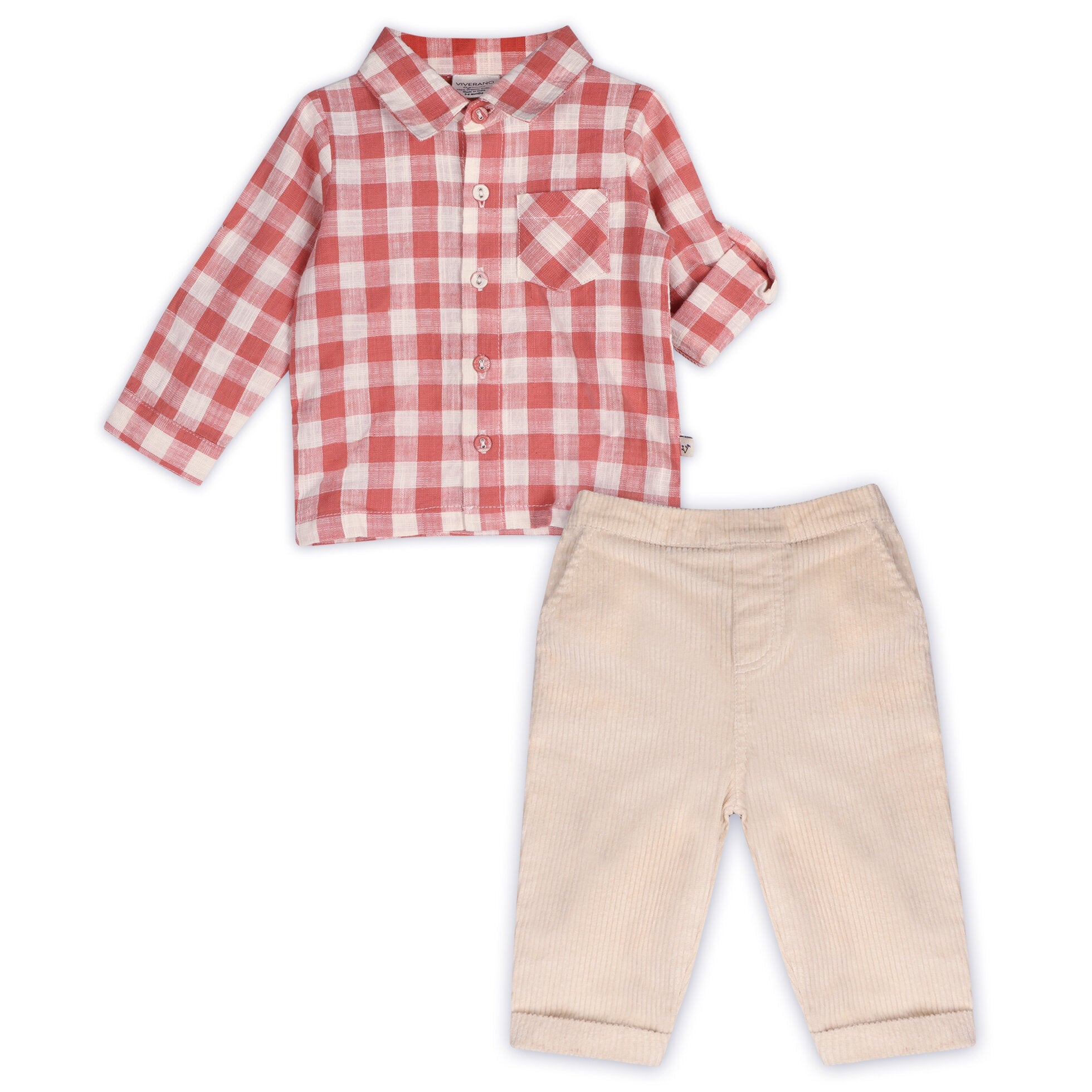Arden Gingham Baby Shirt & Corduroy Pant (Organic Cotton)