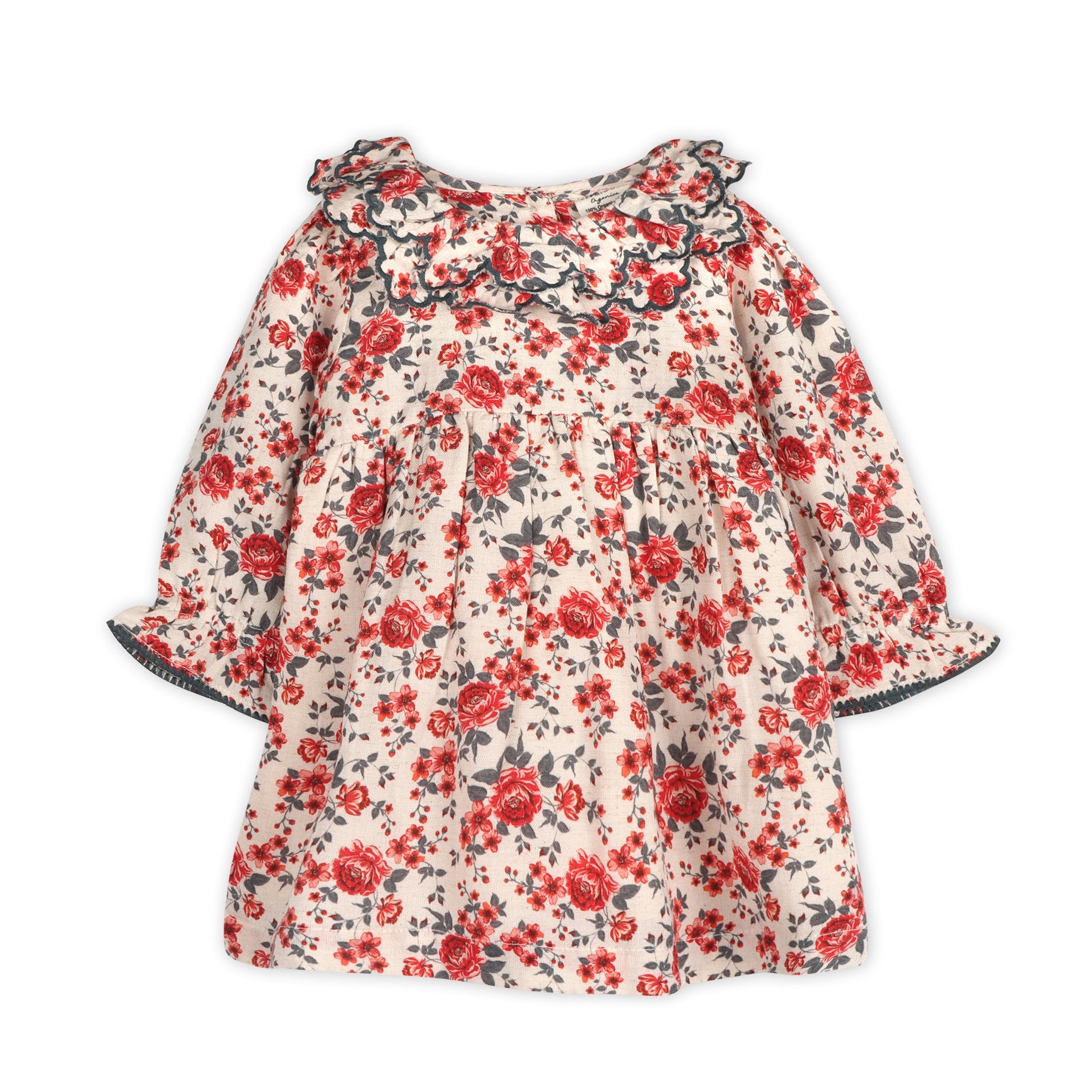 Amour Rose Floral Ruffle Baby Dress & Bloomer (Linen Blend)