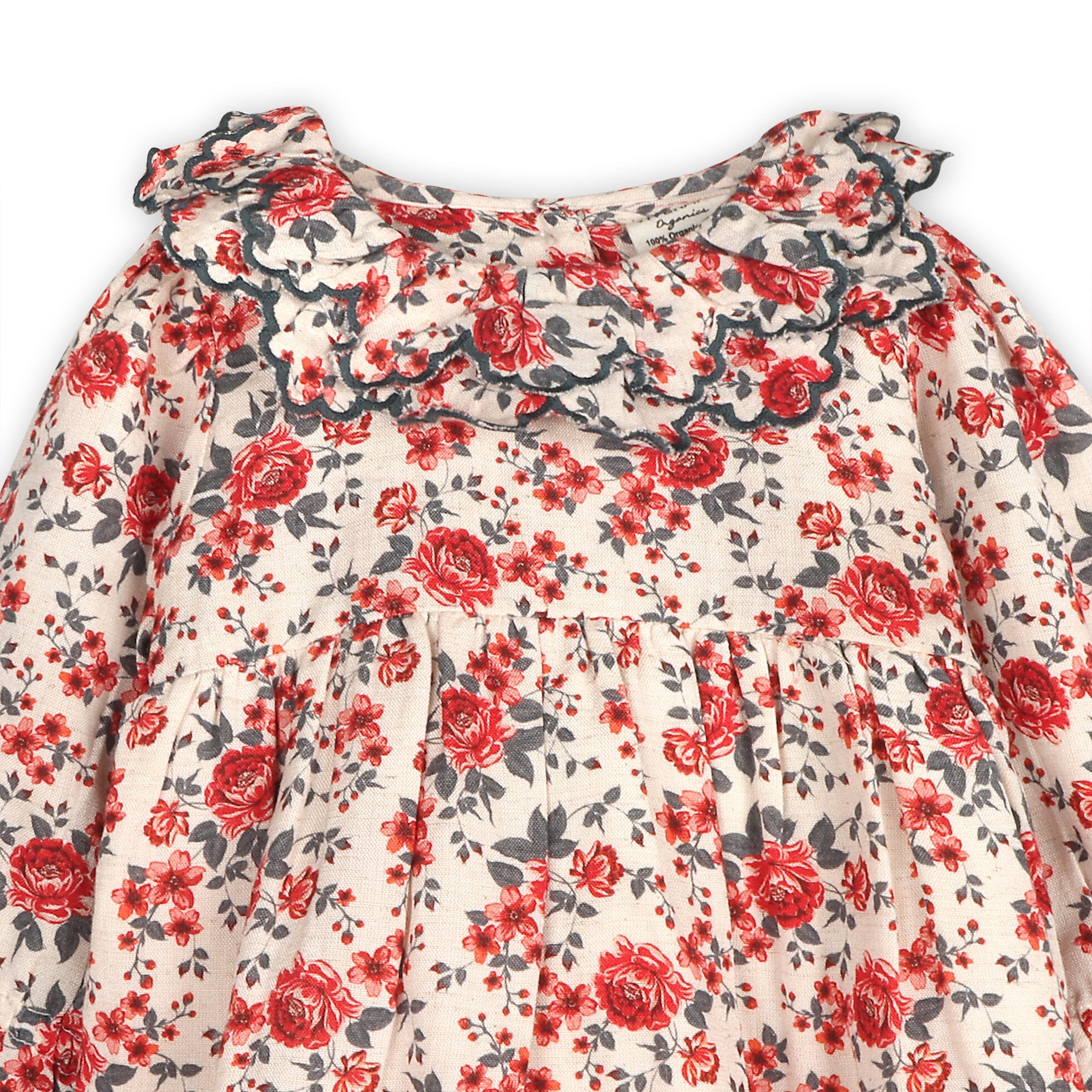 Amour Rose Floral Ruffle Baby Dress & Bloomer (Linen Blend)