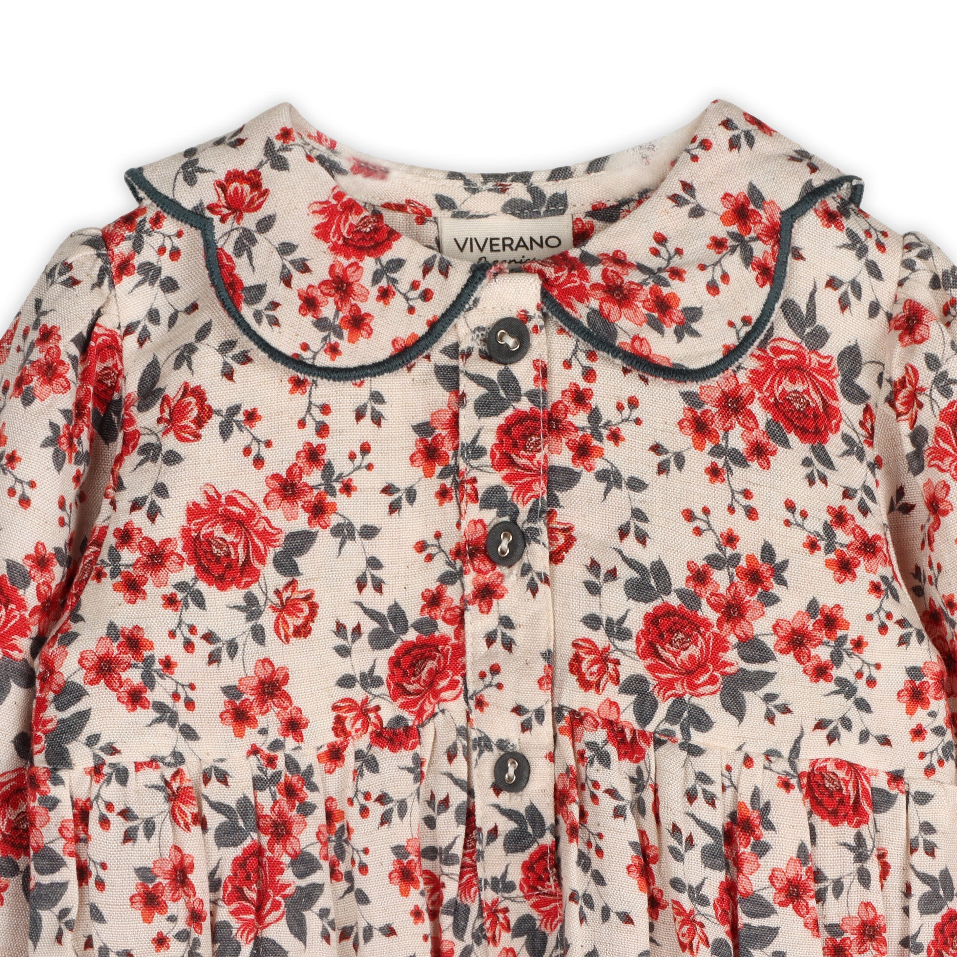 Rosabelle Rose Floral Baby Romper & Headband Set (Linen Blend)