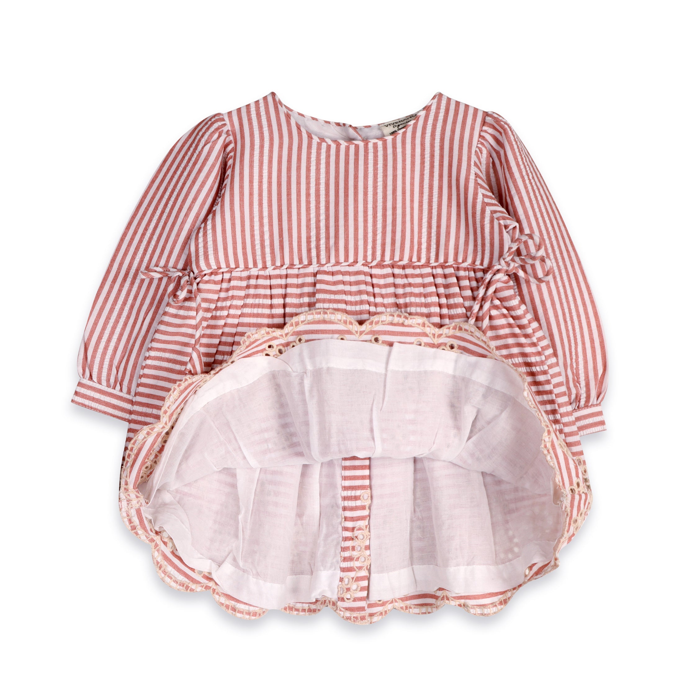 Vivienne Striped Embroidered Baby Dress & Bloomer Set (Organic Cotton)