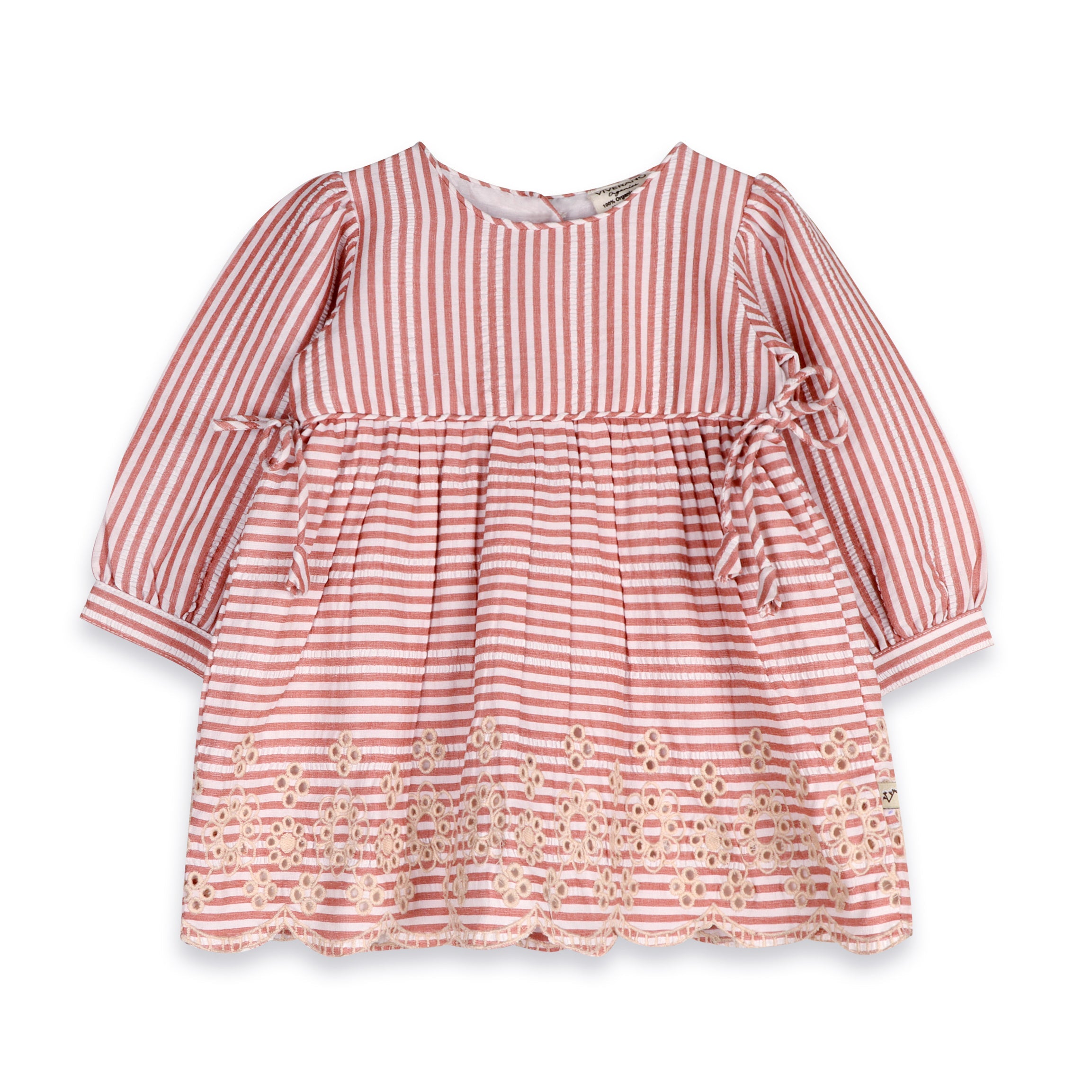 Vivienne Striped Embroidered Baby Dress & Bloomer Set (Organic Cotton)