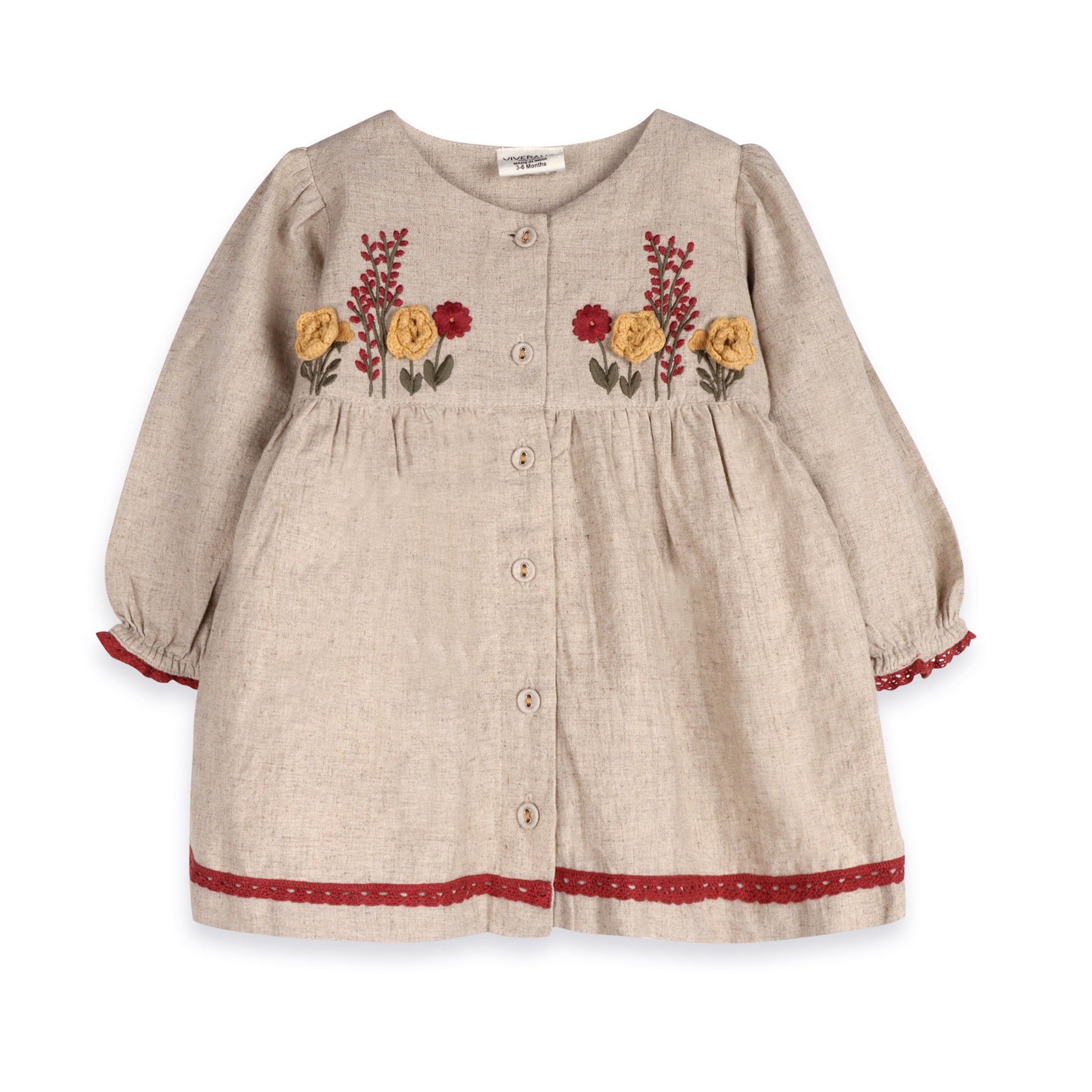 Ravello Linen Embroidered Baby Dress & Bloomer Set (Linen Blend)