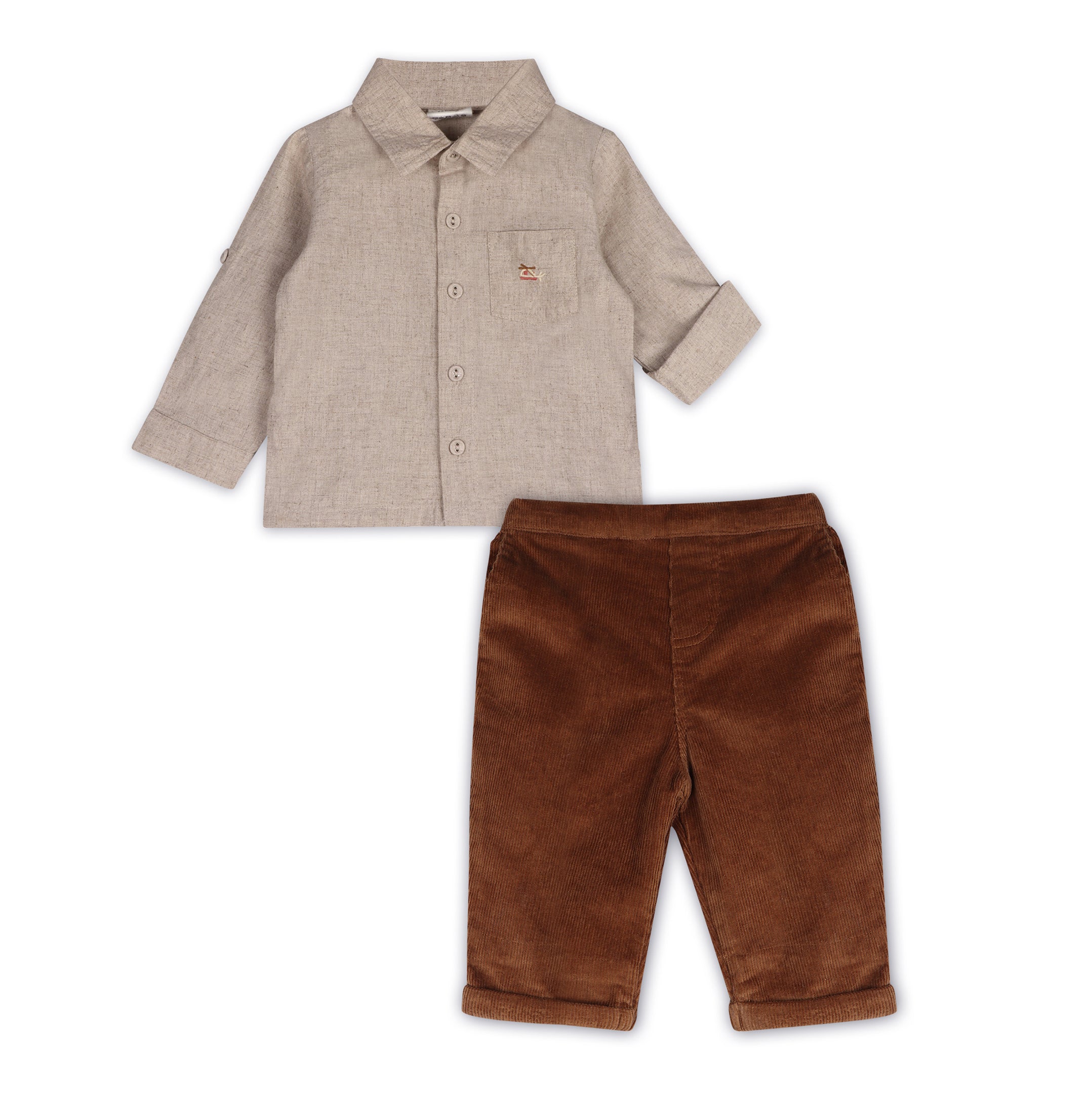 Positano Linen Baby Shirt & Corduroy Pants (Organic)