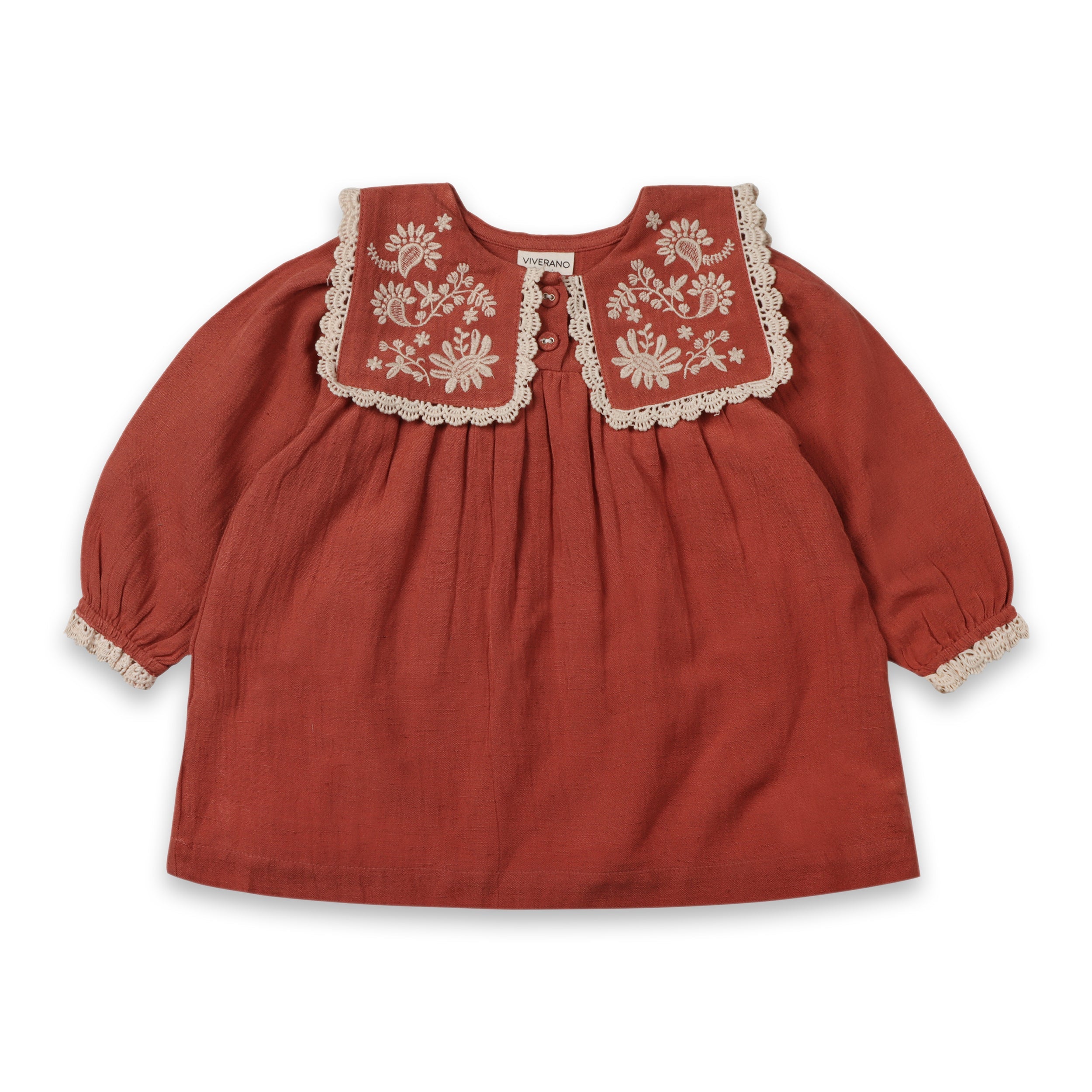 Sola Embroidered Collar Baby Dress & Bloomer Set (Organic Cotton)