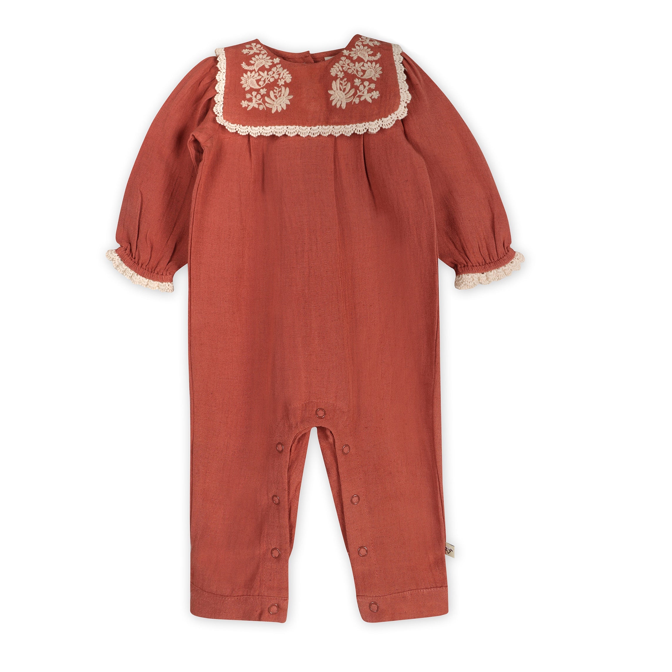 Vena Embroidery Collar Baby Jumpsuit & Headband Set (Organic Cotton)