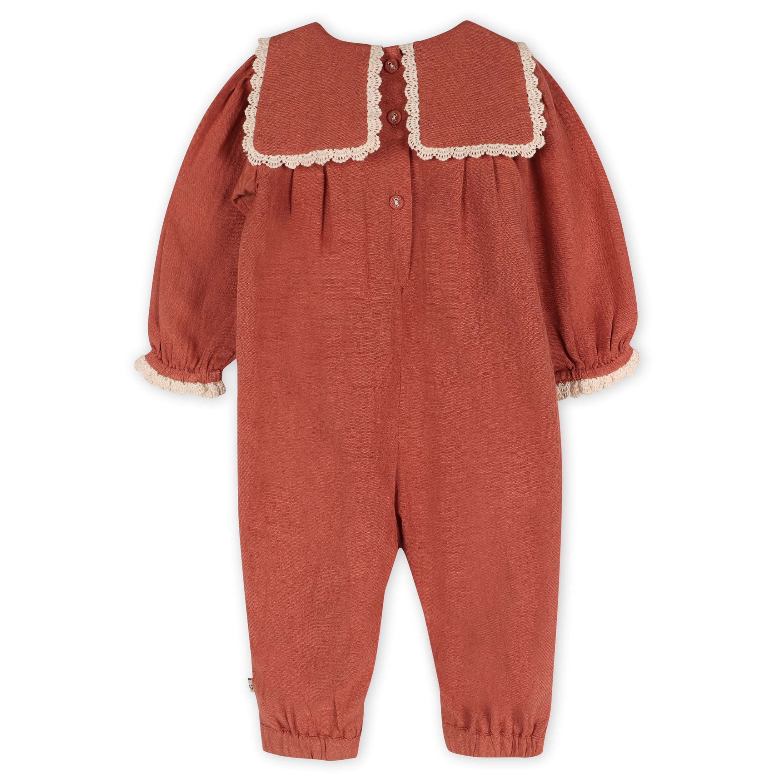 Vena Embroidery Collar Baby Jumpsuit & Headband Set (Organic Cotton)