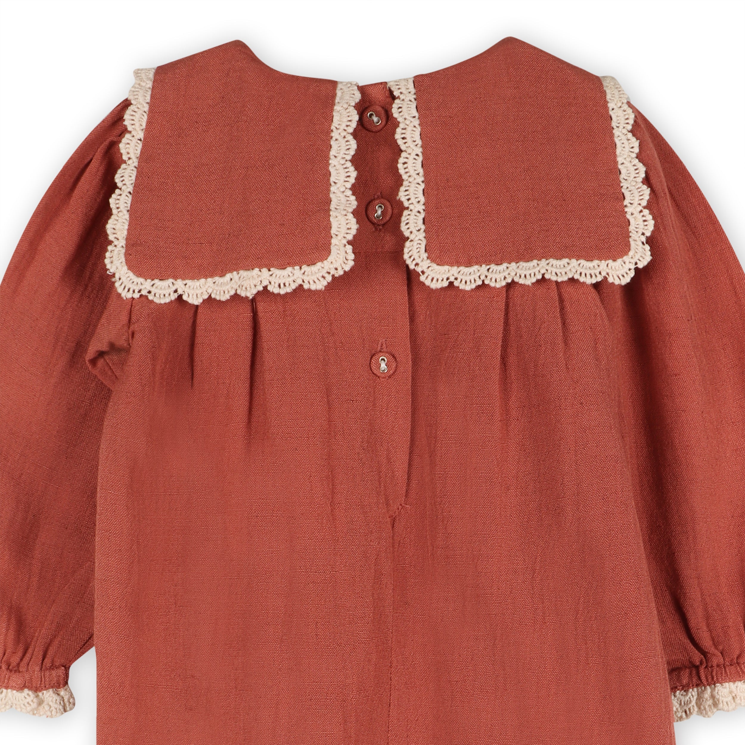 Vena Embroidery Collar Baby Jumpsuit & Headband Set (Organic Cotton)