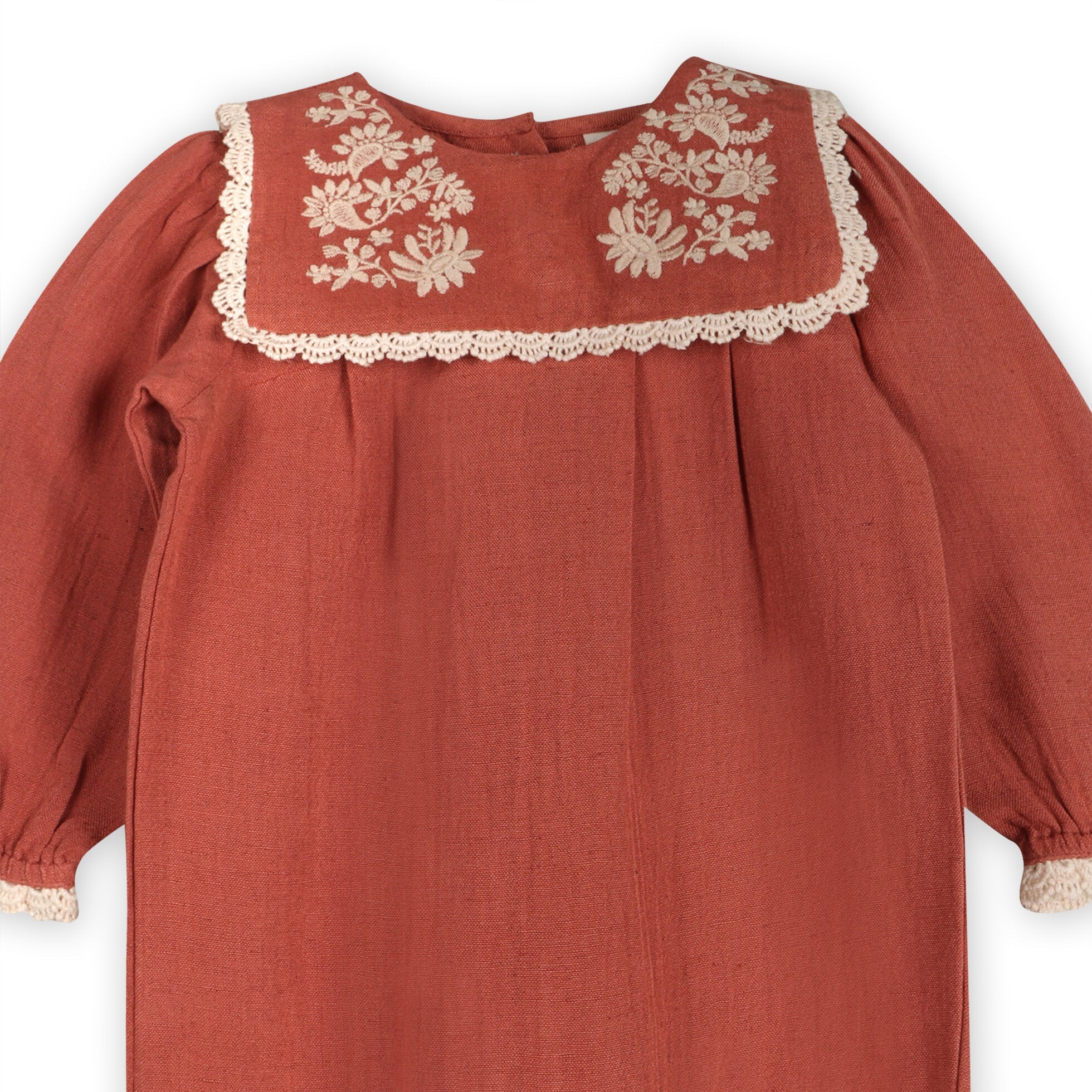 Vena Embroidery Collar Baby Jumpsuit & Headband Set (Organic Cotton)