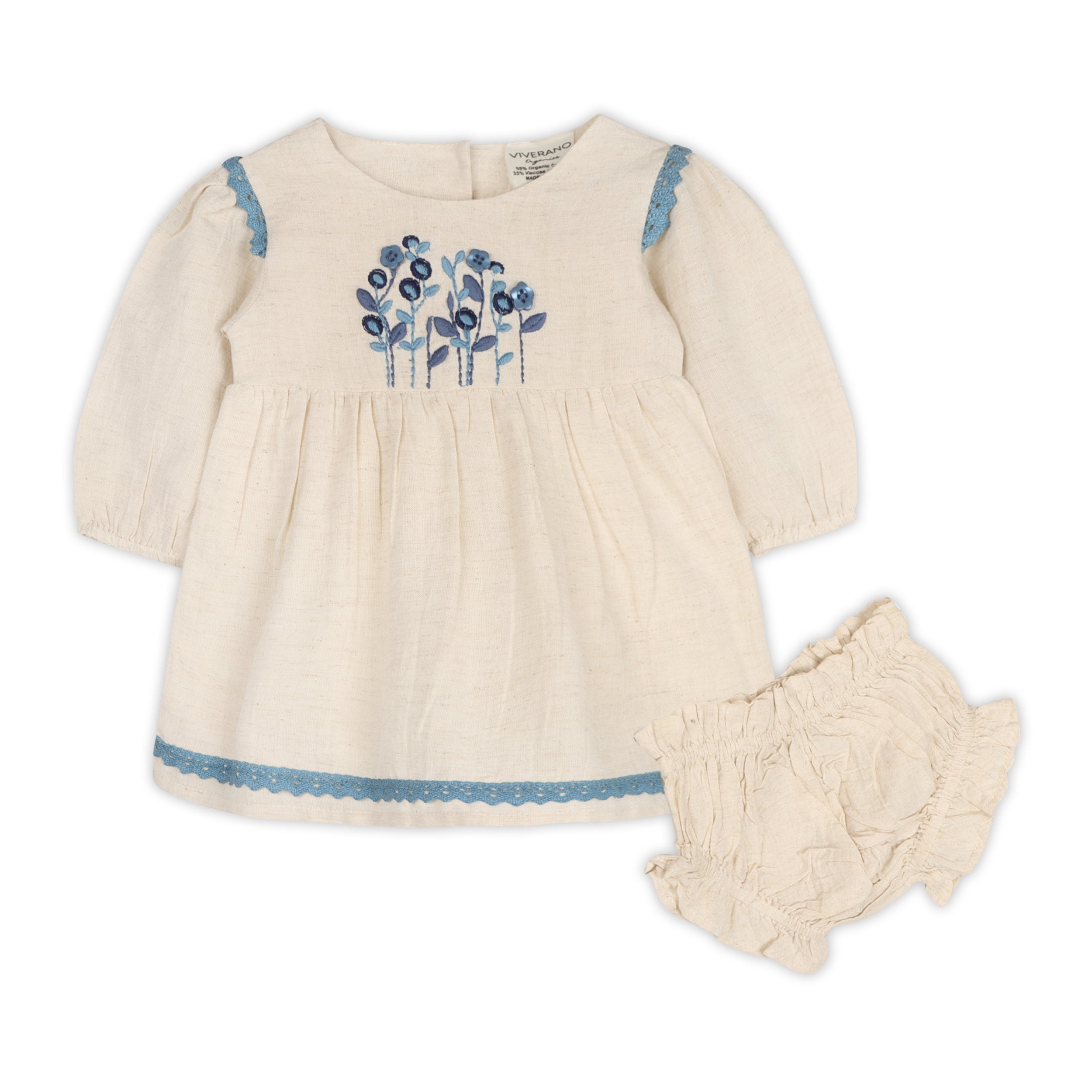 Matera Embroidered Baby Dress & Bloomer Set (Organic Cotton)