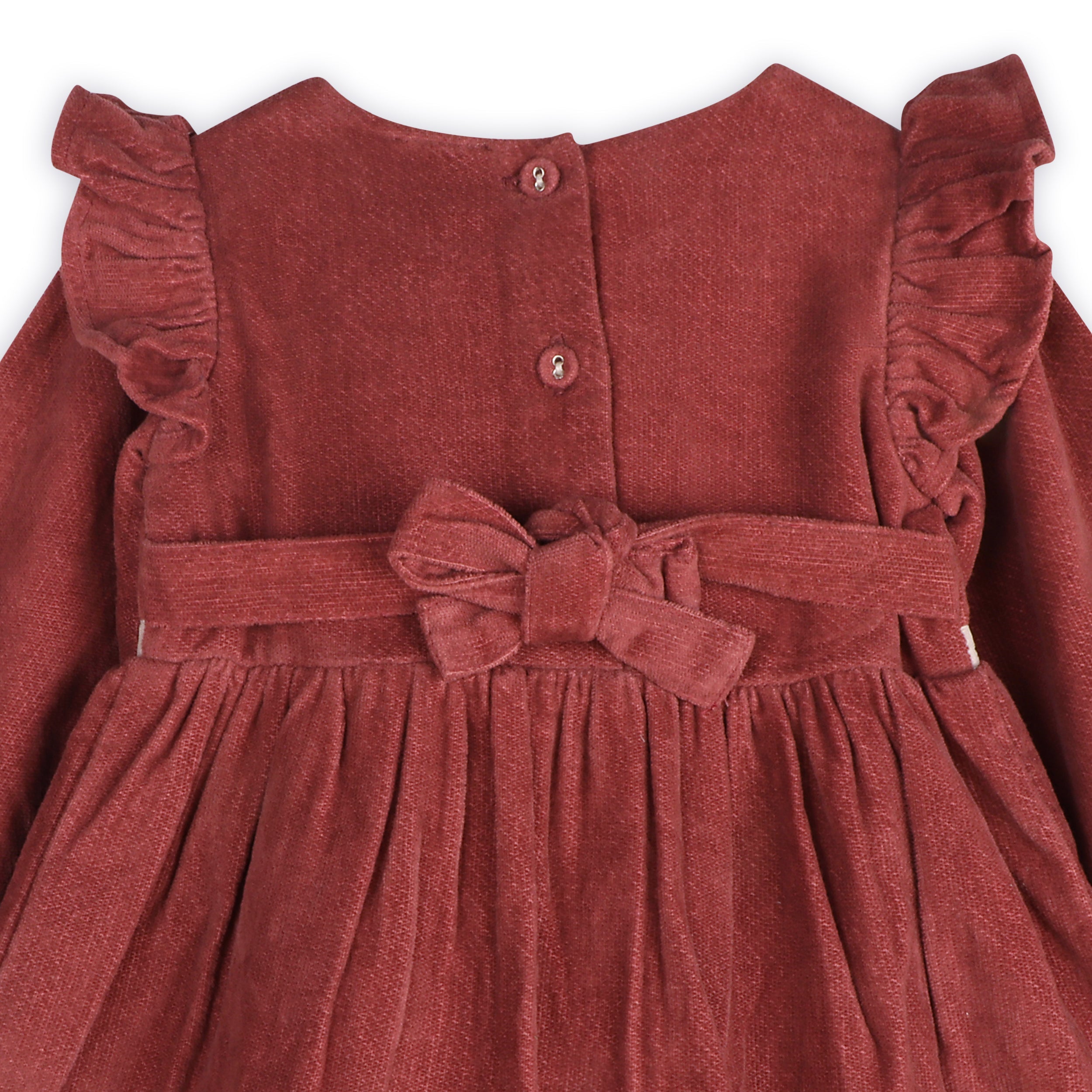 Amber Velvet Baby Dress & Bloomer Set (Organic Cotton)