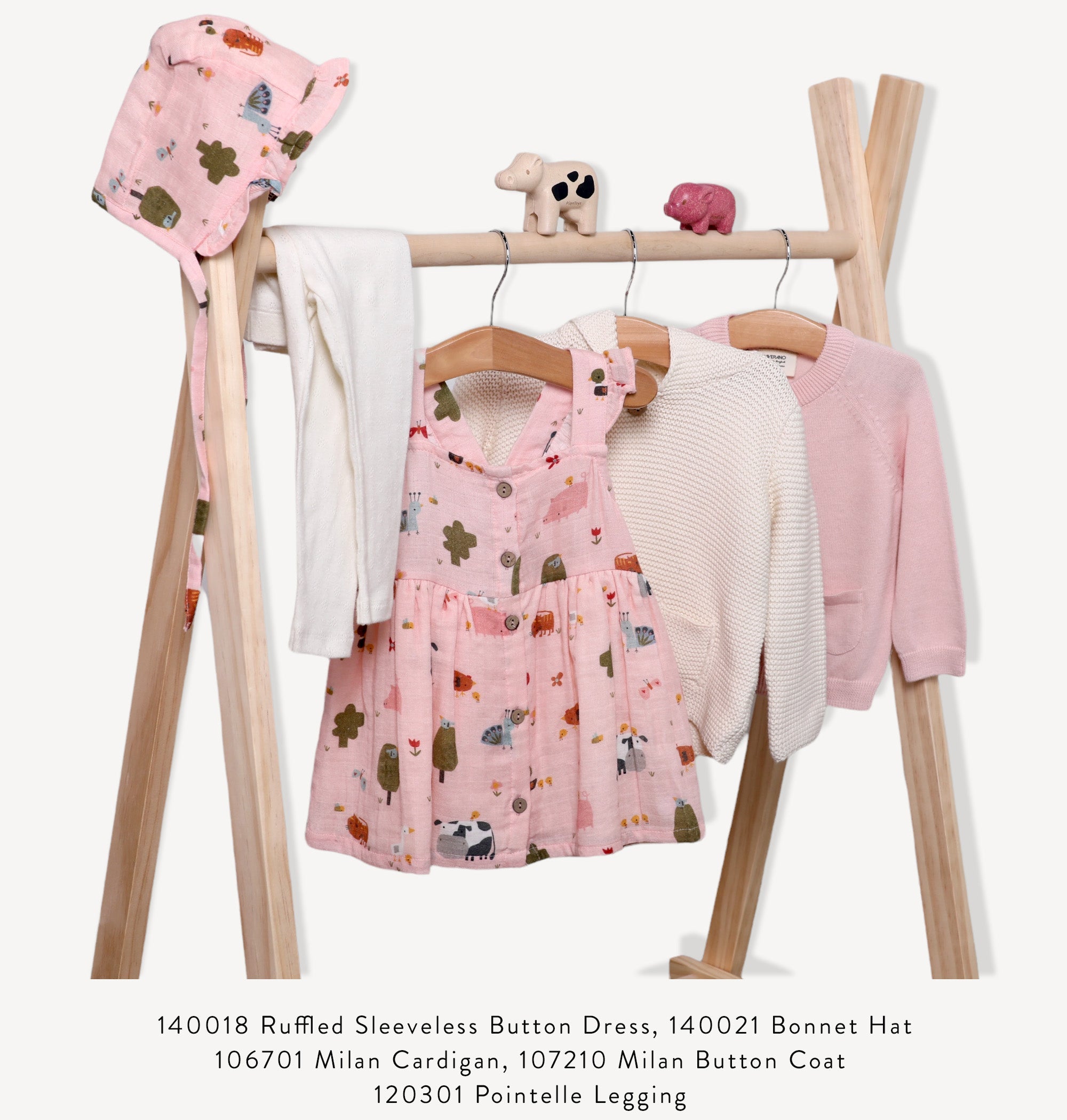 Farm Ruffled Sleeveless Button Front Baby Dress + Bloomer SET (Organic)