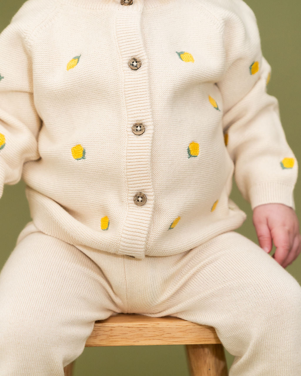 Limoncello Embroidered Sweater Knit Baby Cardigan (Organic Cotton)