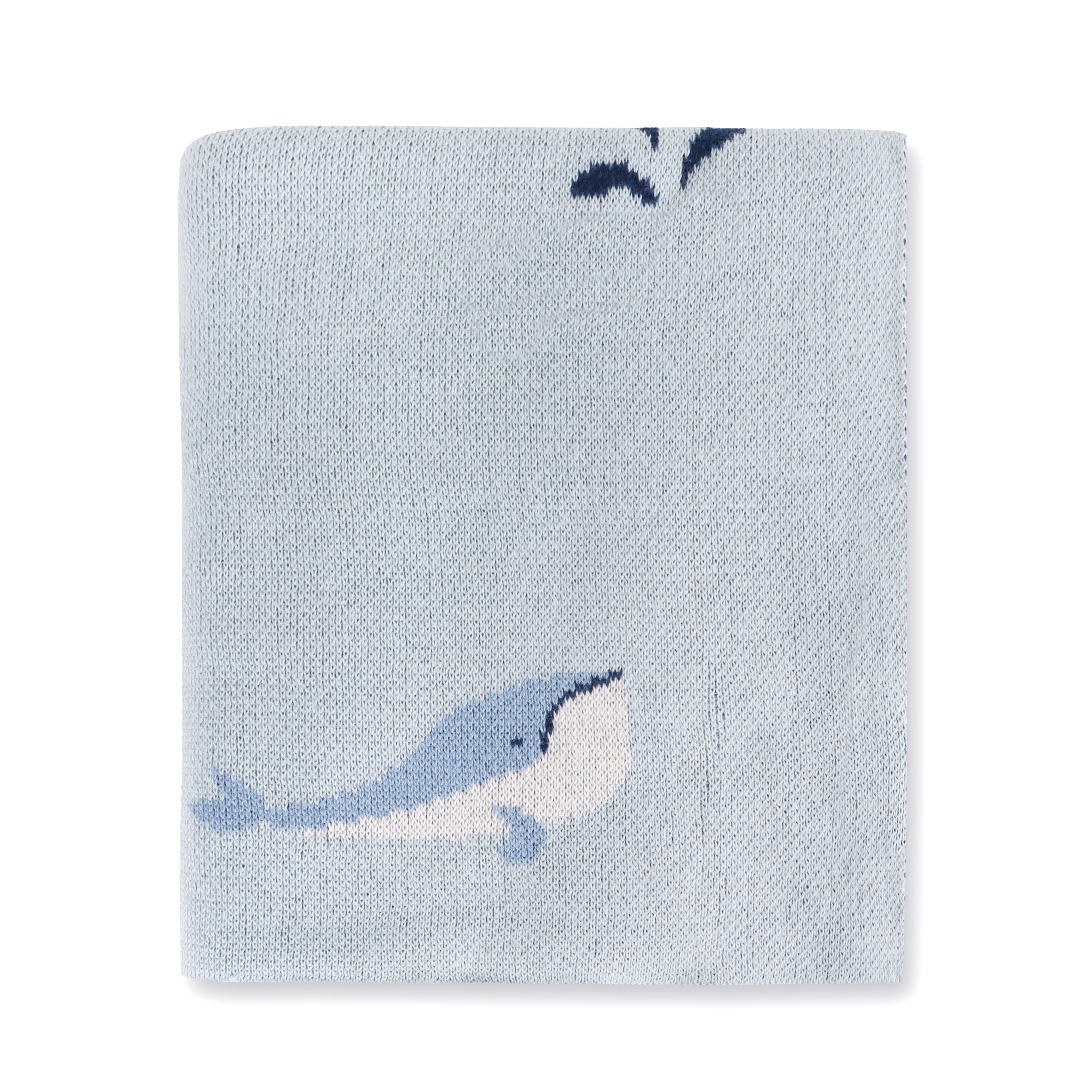 Whales - Jacquard Sweater Knit Baby Blankets (Organic Cotton)