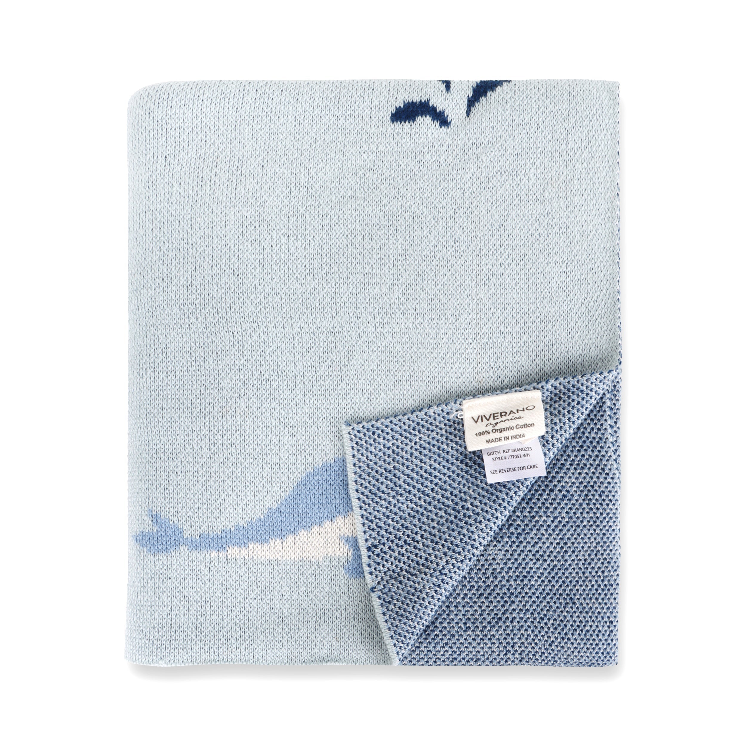 Whales - Jacquard Sweater Knit Baby Blankets (Organic Cotton)