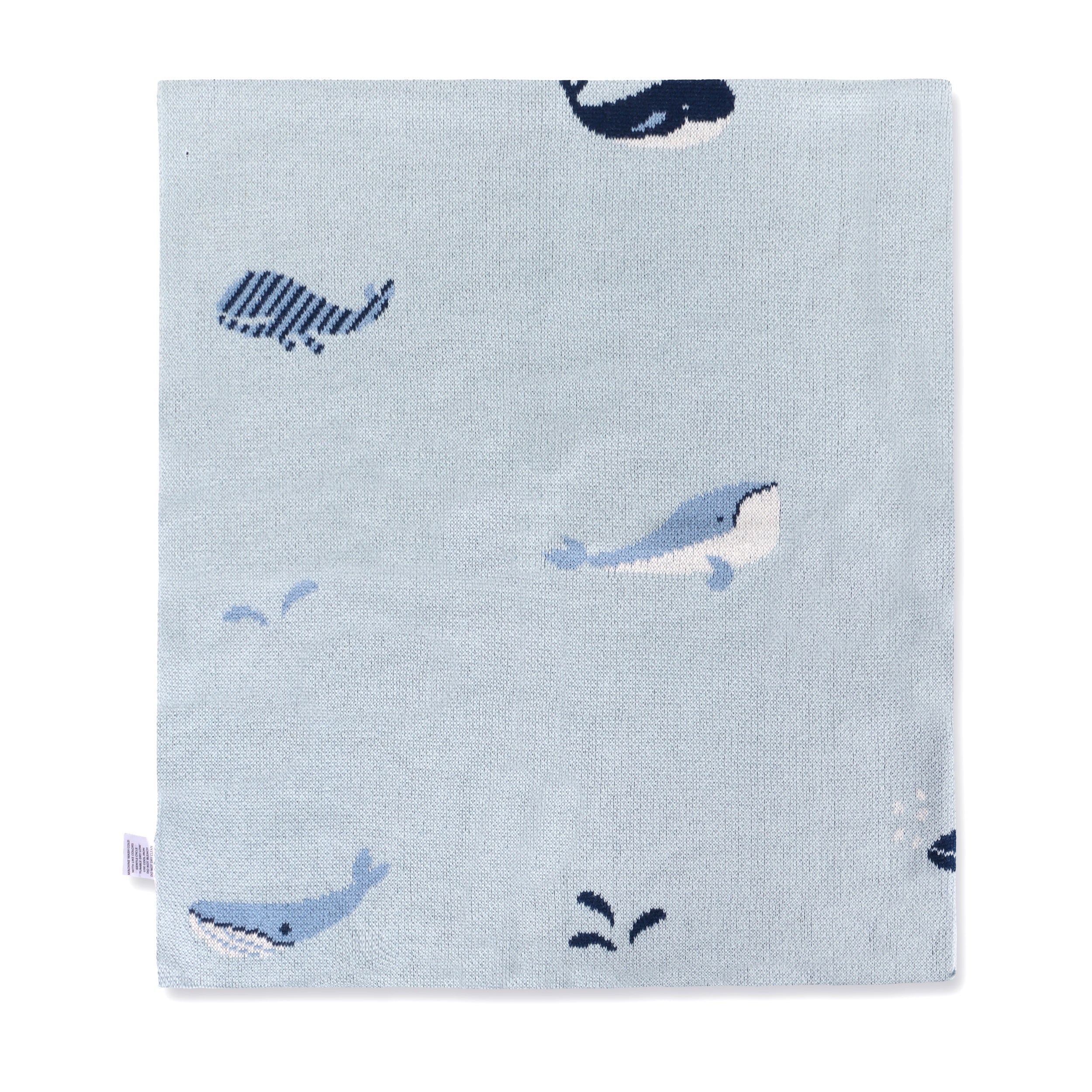 Whales - Jacquard Sweater Knit Baby Blankets (Organic Cotton)