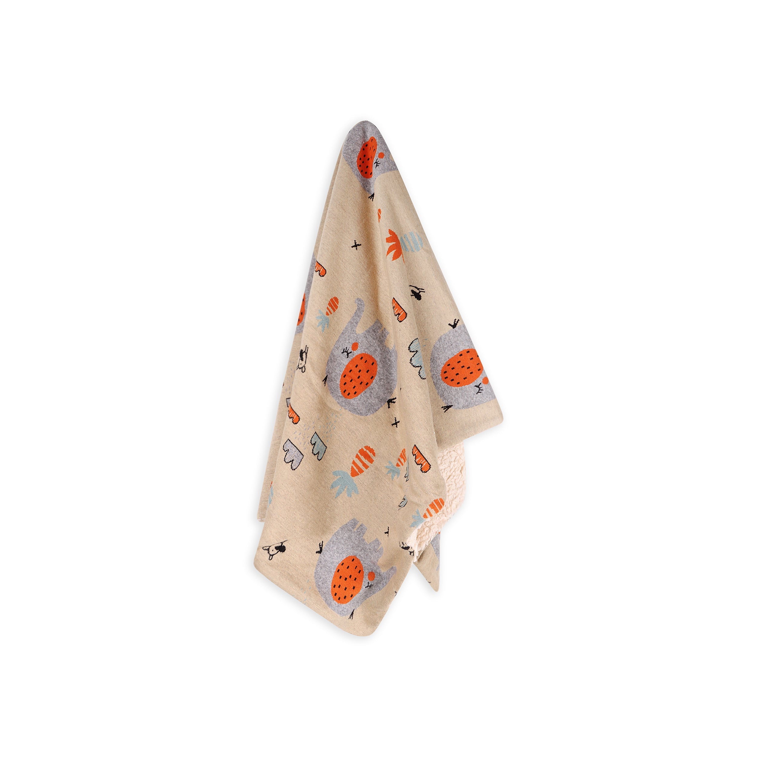 Elephant Safari Cozy Sherpa Jacquard Knit Baby Blanket (Organic)
