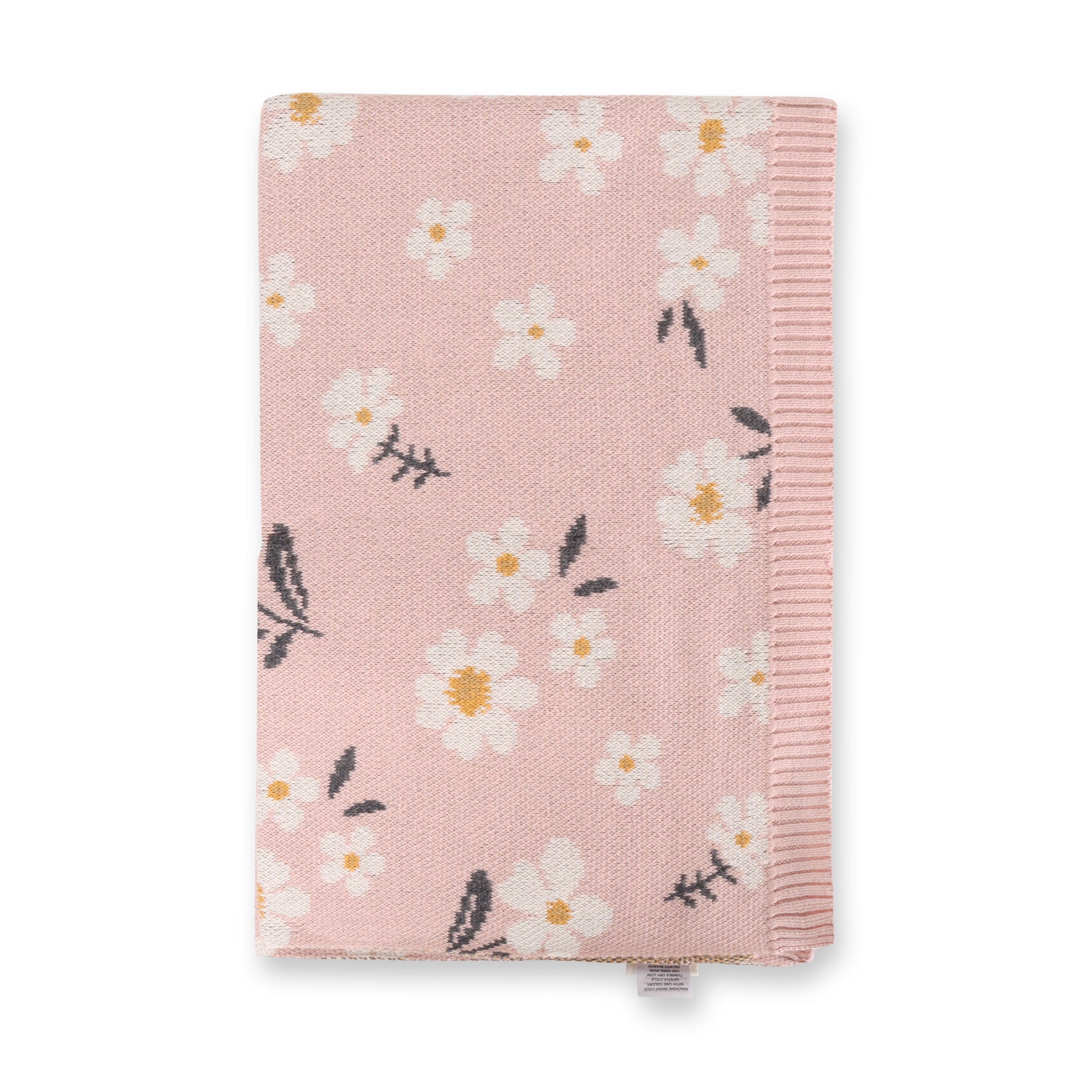 Daisy Floral - Organic Cotton Jacquard Sweater Knit Baby Blanket