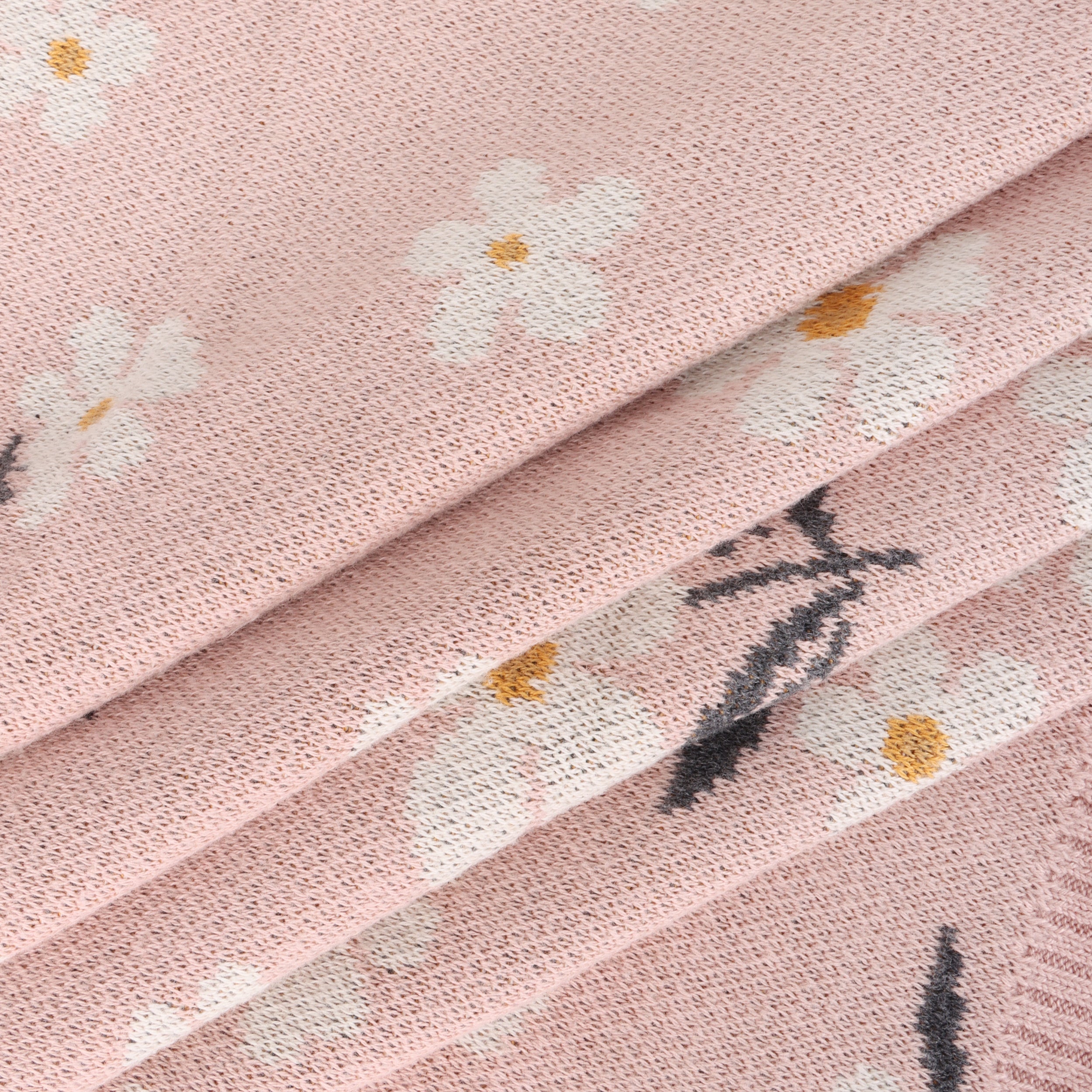 Daisy Floral - Organic Cotton Jacquard Sweater Knit Baby Blanket