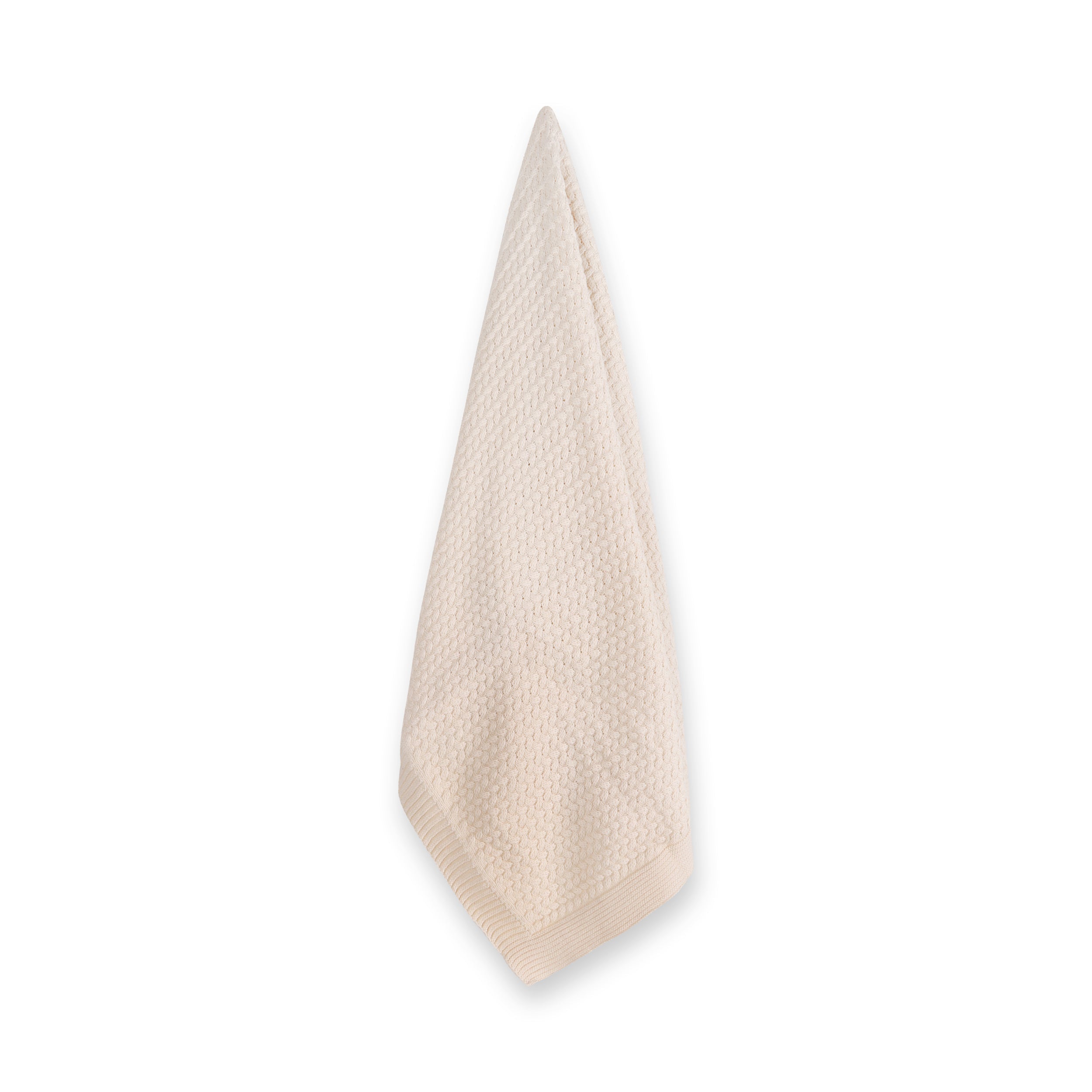 Classic Moss Knit Baby Blanket + Bunny Rattle Gift Set (Organic Cotton) - 3 Colors